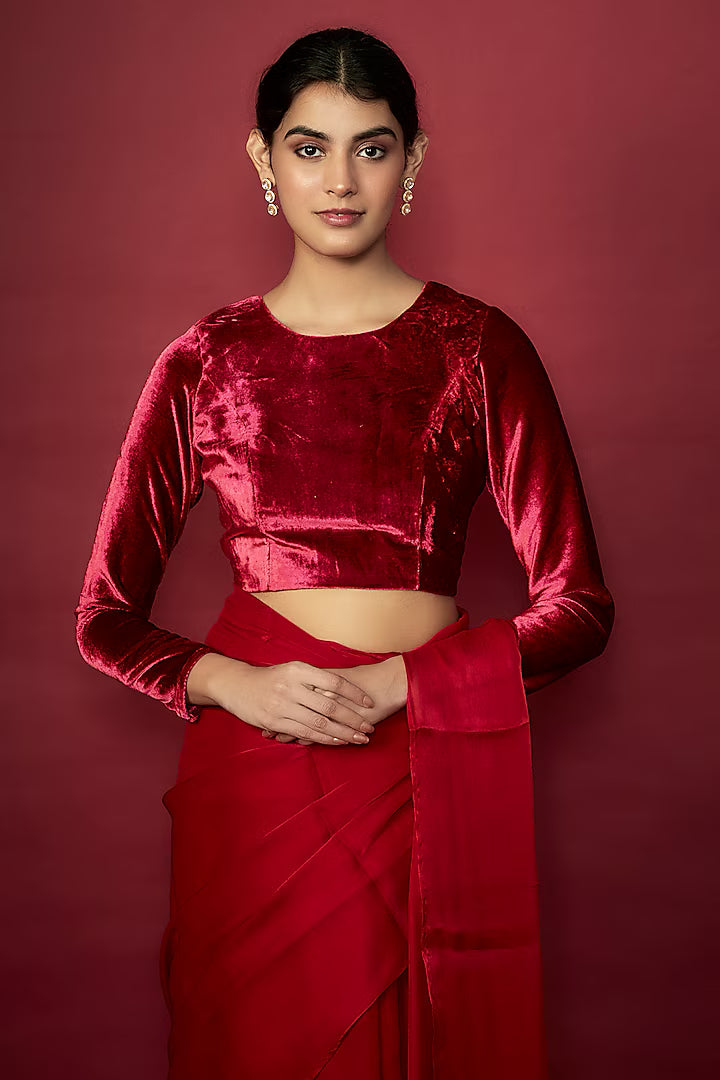 Pink Zari Chiffon Saree Set