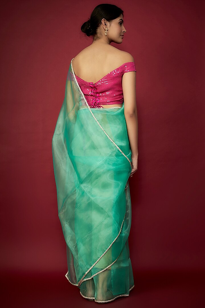 Mint Organza Saree Set
