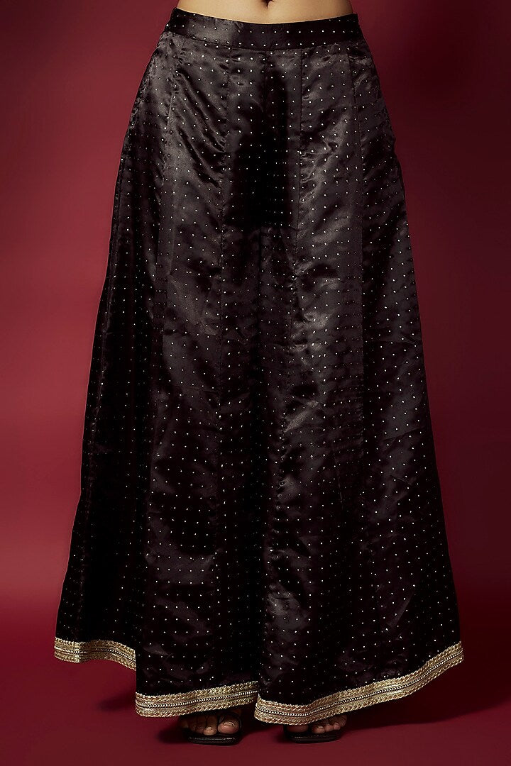 Black Recycled Polyester Foil Printed Kurta Set