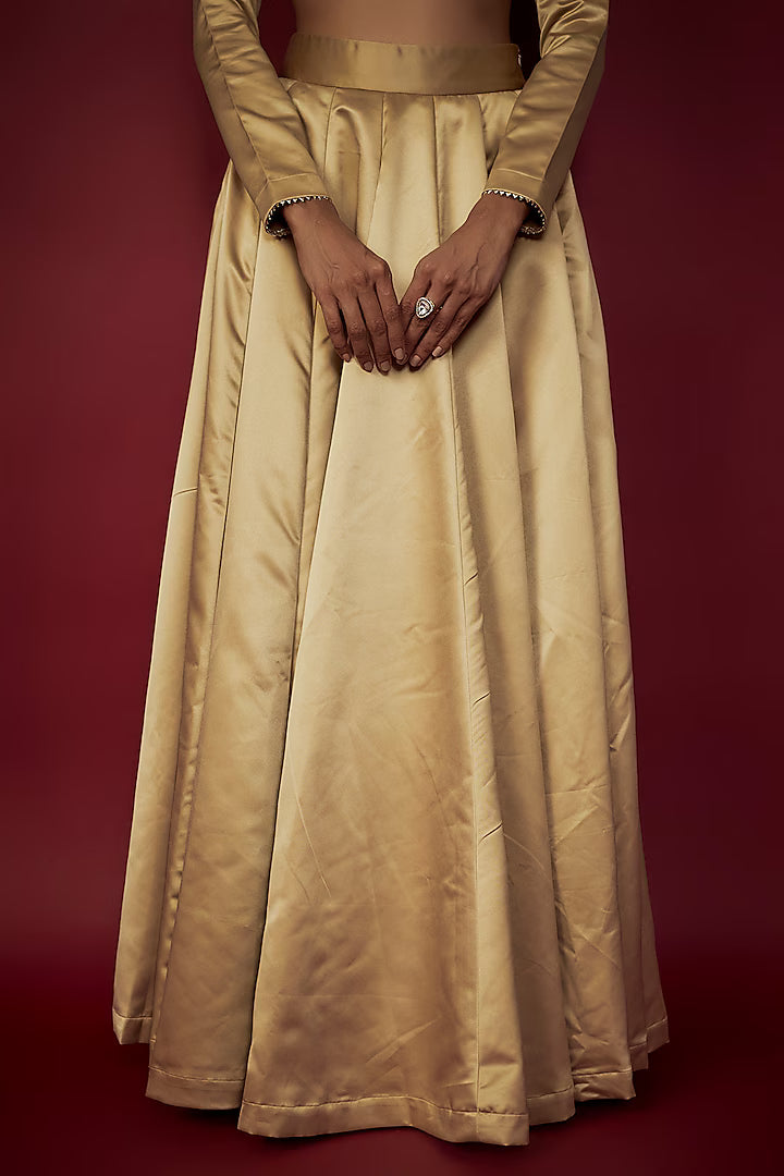 Gold Satin Lehenga Set