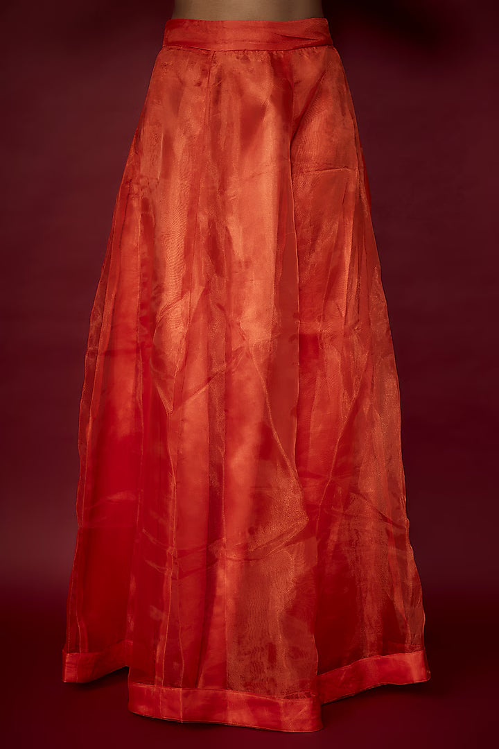 Orange Organza Lehenga Set