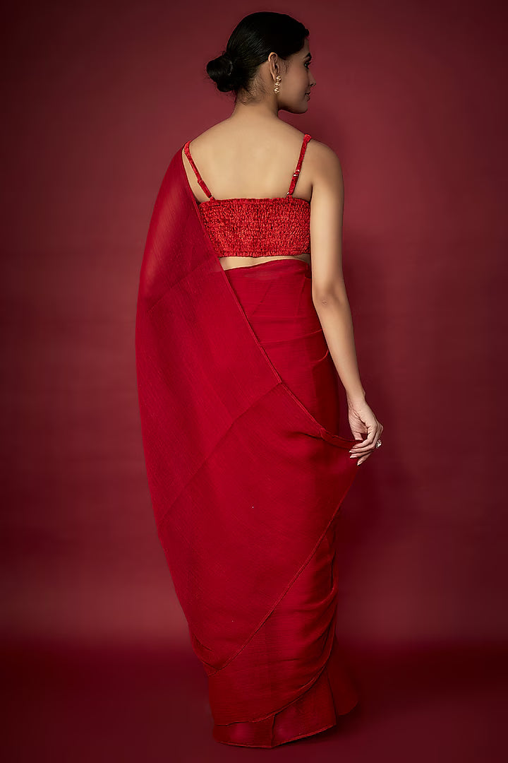 Pink Organza Saree Set