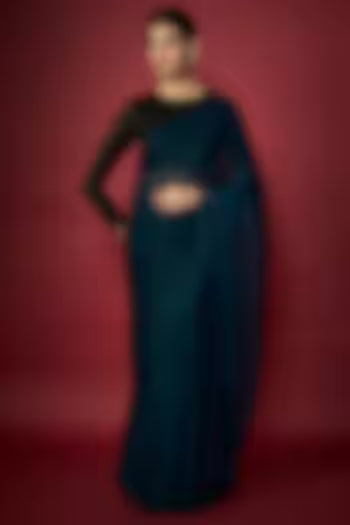 Teal Zari Chiffon Saree Set