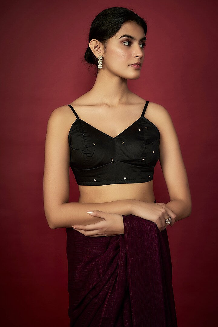 Purple Zari Chiffon Saree Set