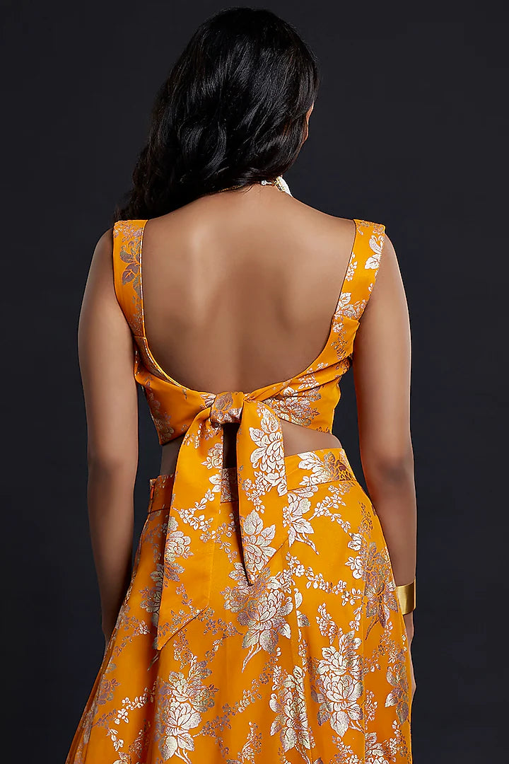Mustard Recycled Polyester Lehenga Set