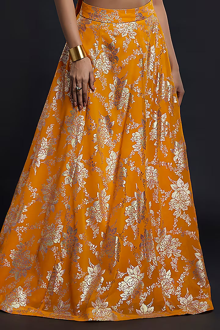 Mustard Recycled Polyester Lehenga Set