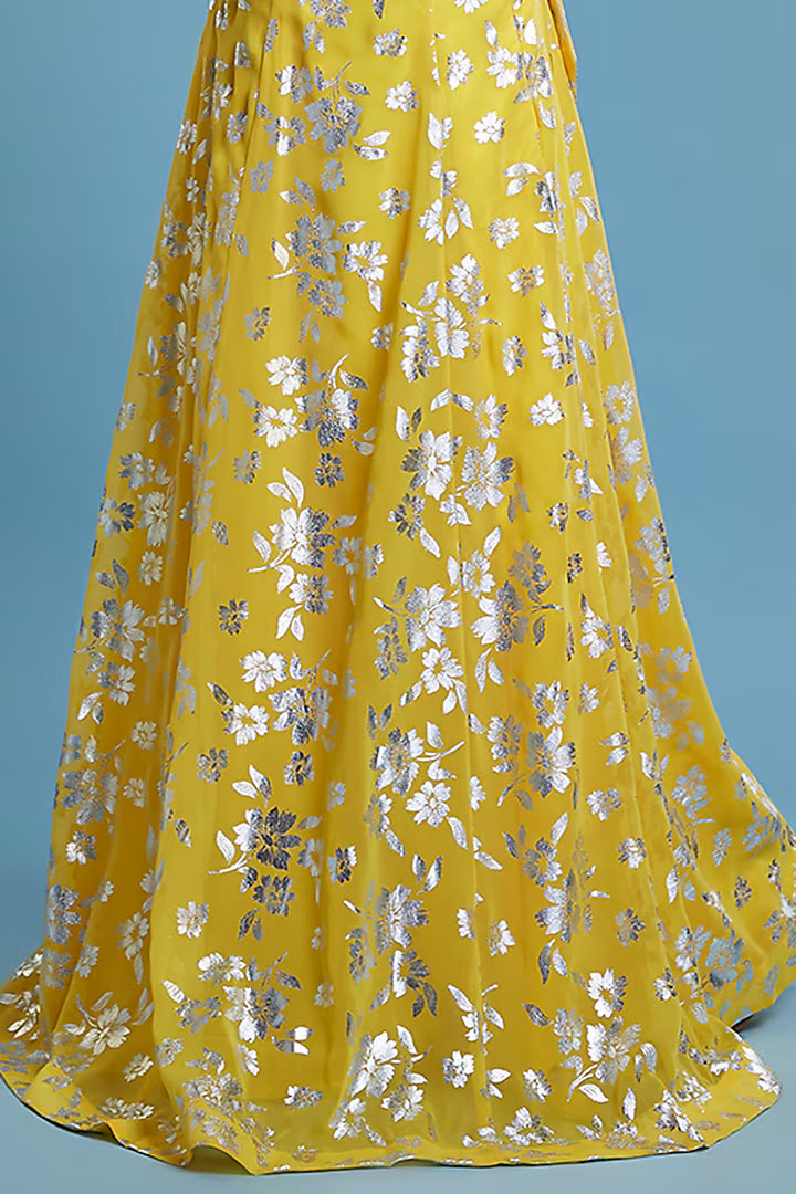 Yellow Recycled Polyester Lehenga Set