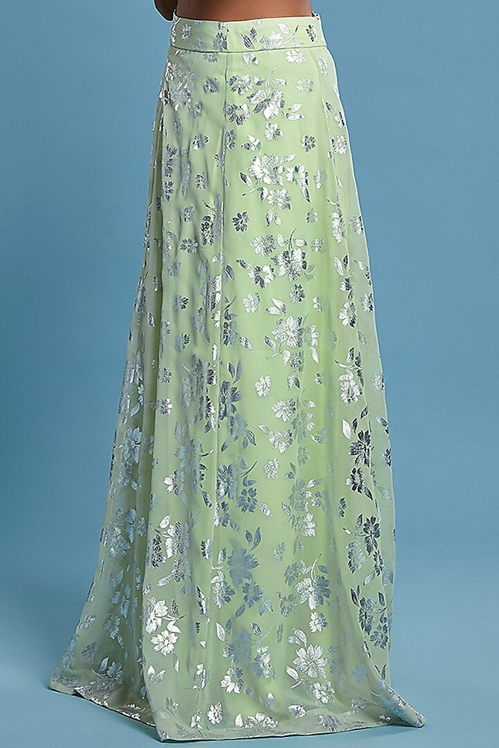 Pista Green Recycled Polyester Lehenga Set