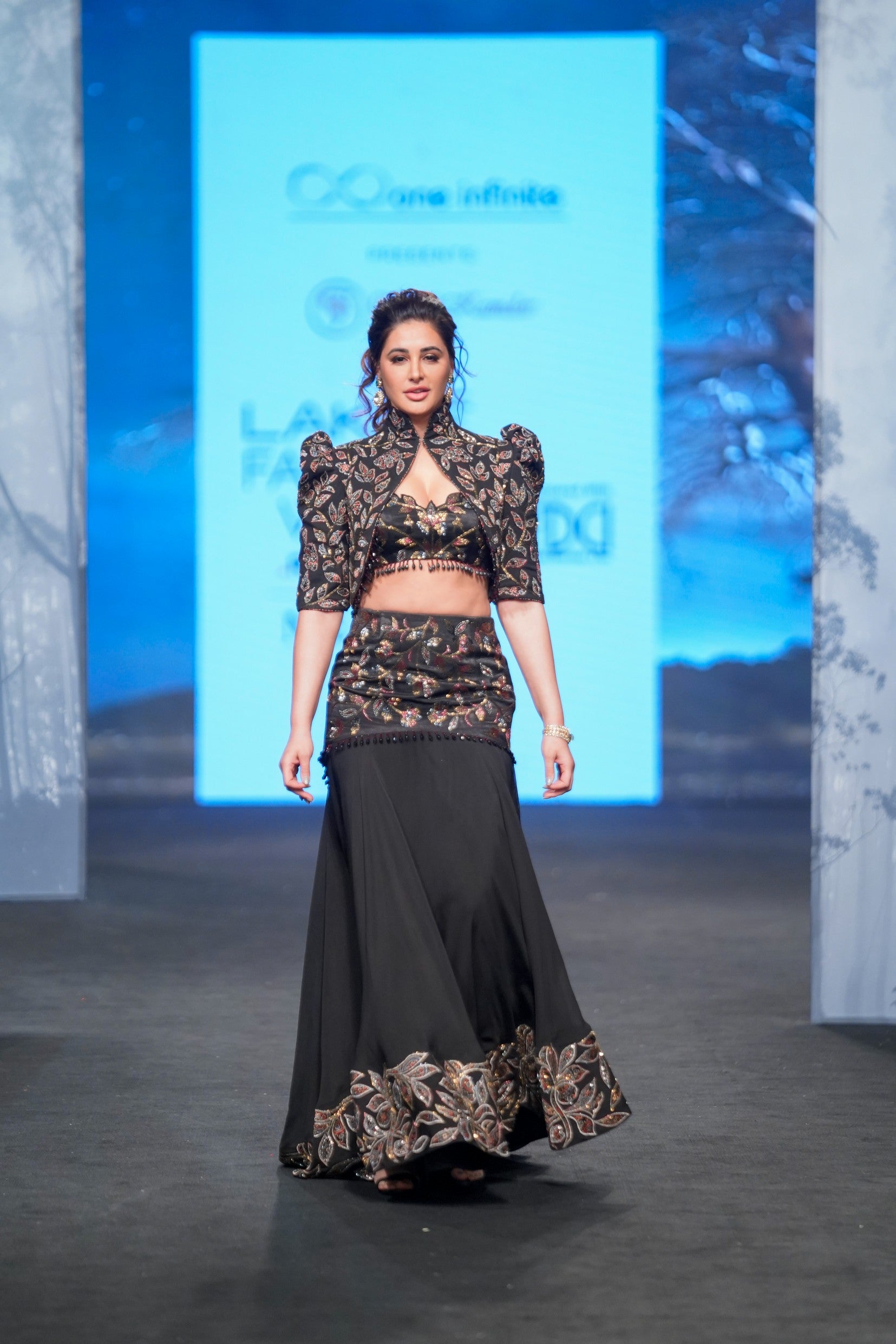 sable black fish tail skirt withblouse and  jacket