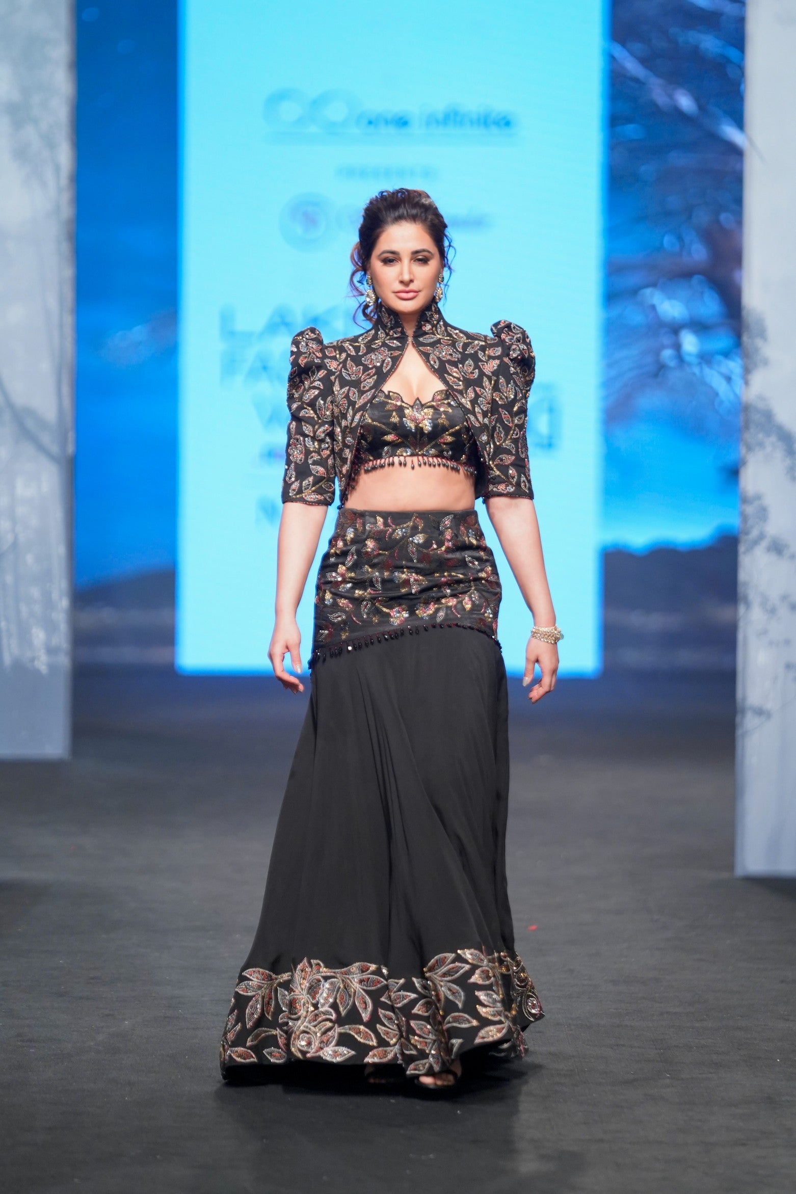 sable black fish tail skirt withblouse and  jacket