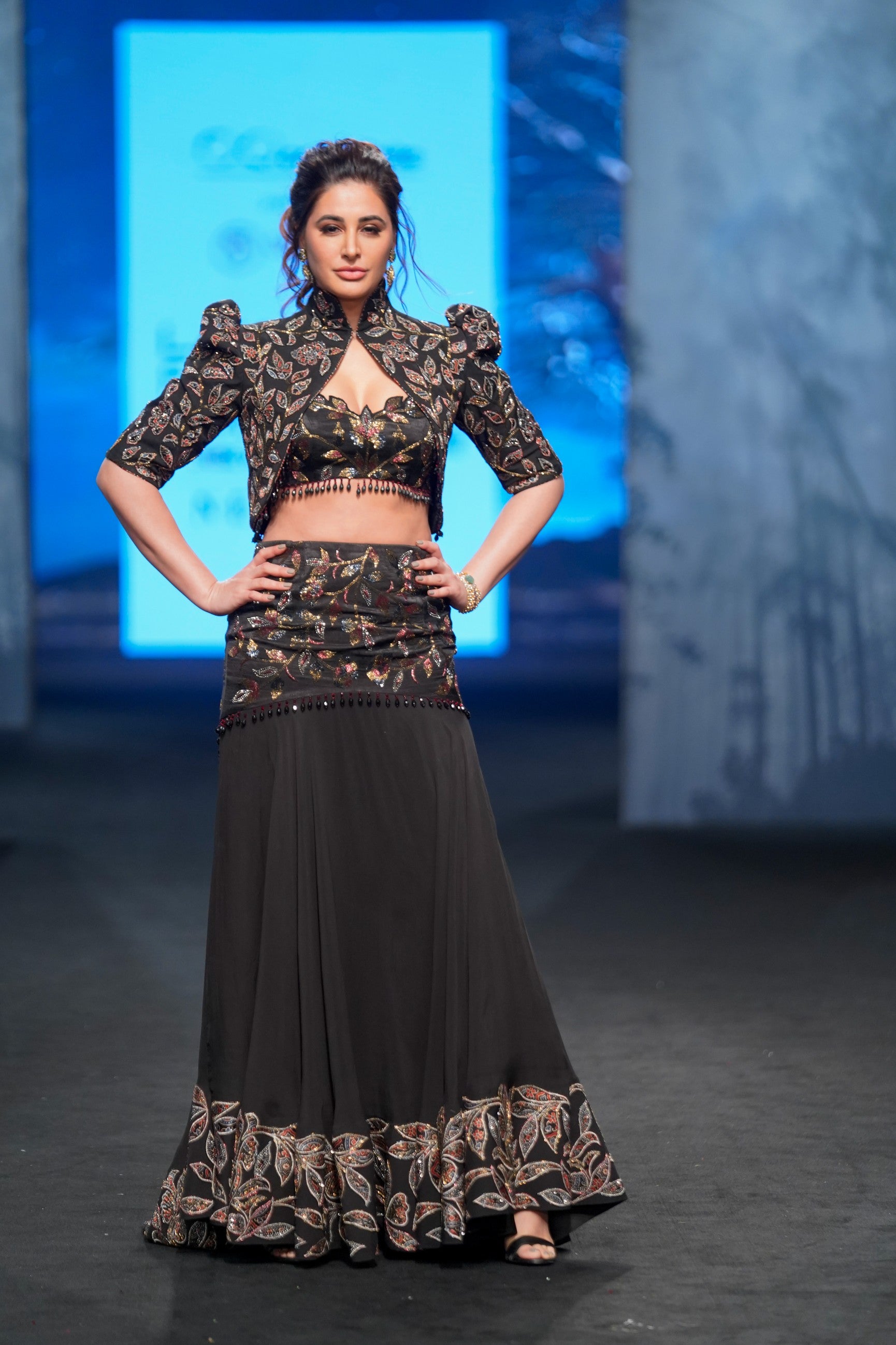 sable black fish tail skirt withblouse and  jacket