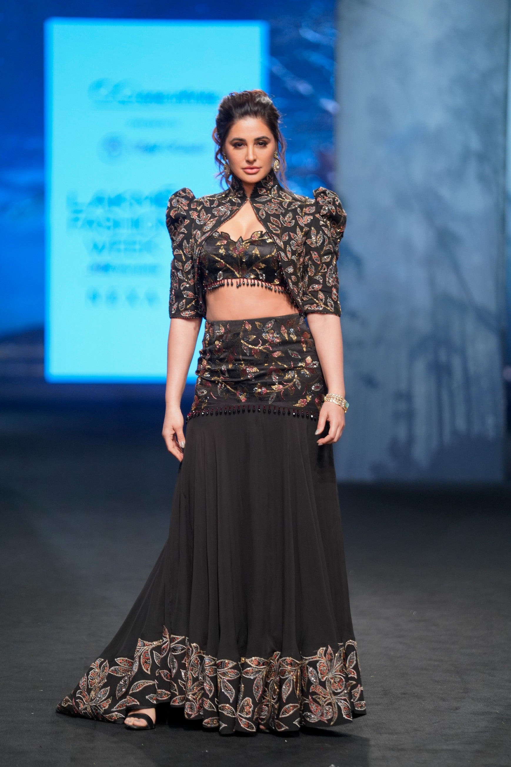 sable black fish tail skirt withblouse and  jacket