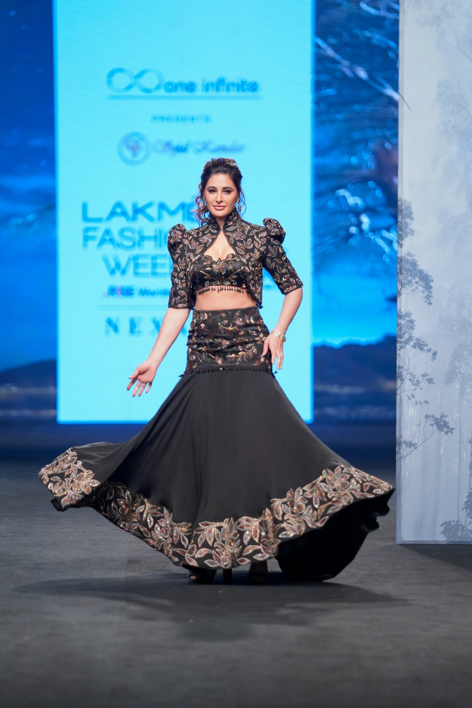 sable black fish tail skirt withblouse and  jacket