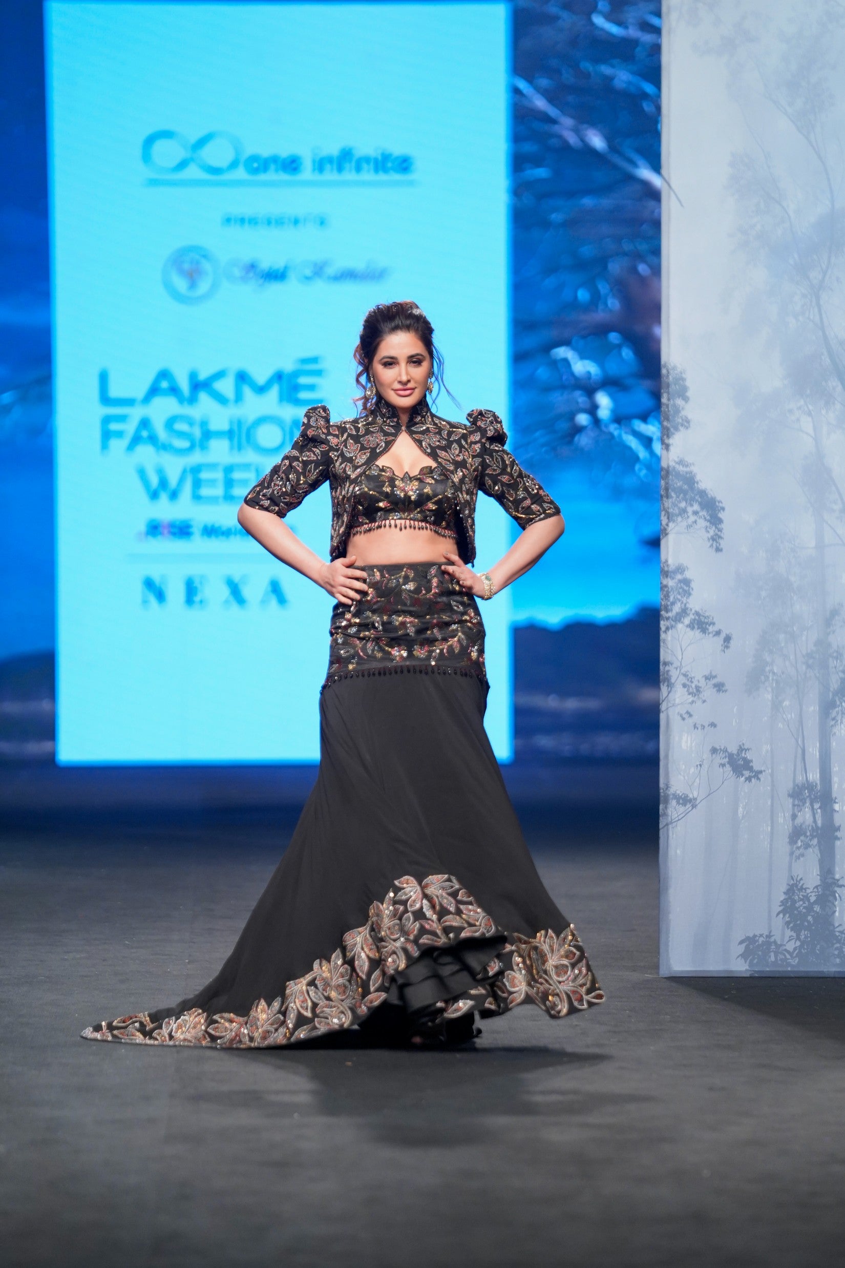 sable black fish tail skirt withblouse and  jacket