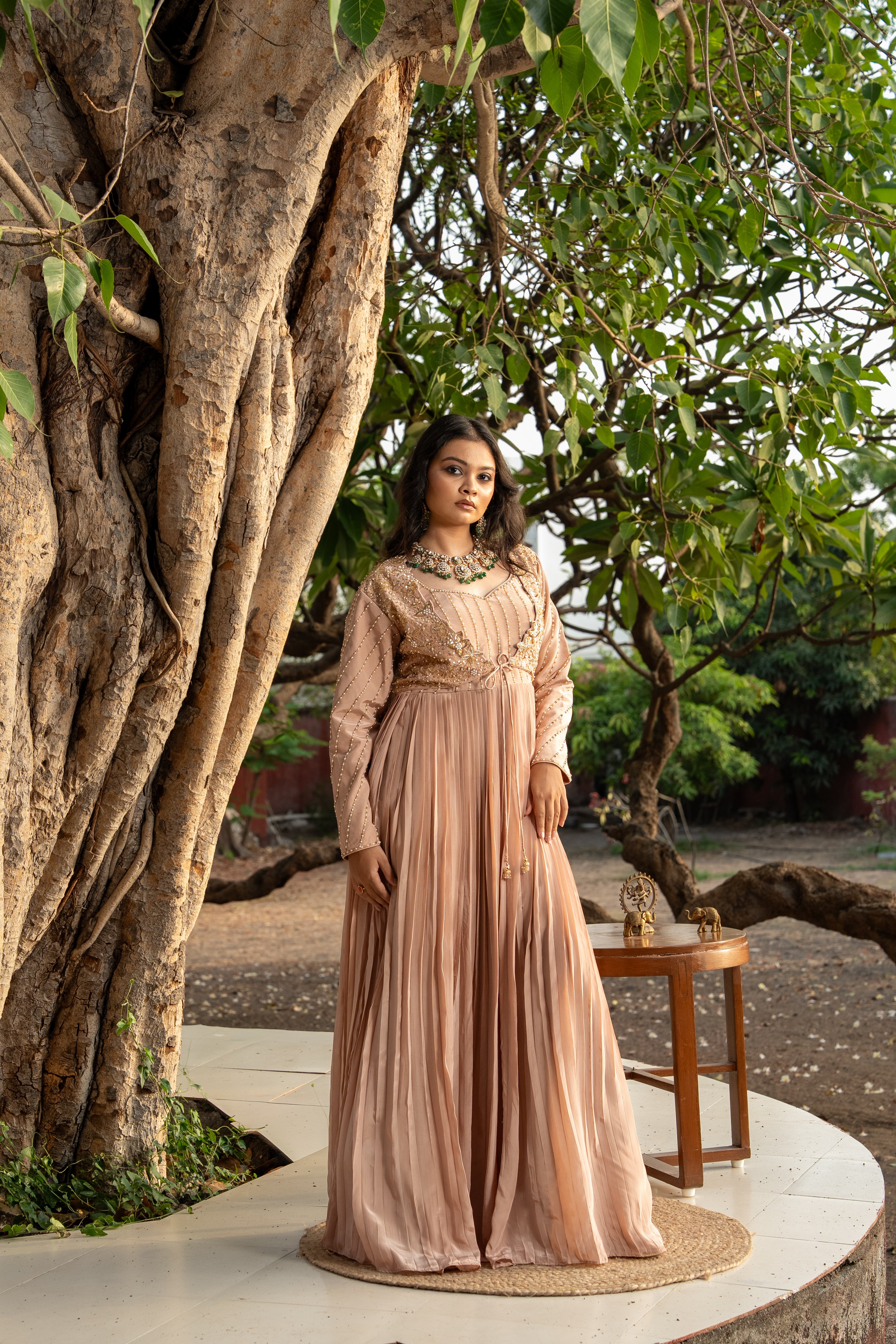 Dusty Mauve handwork Gown with jacket
