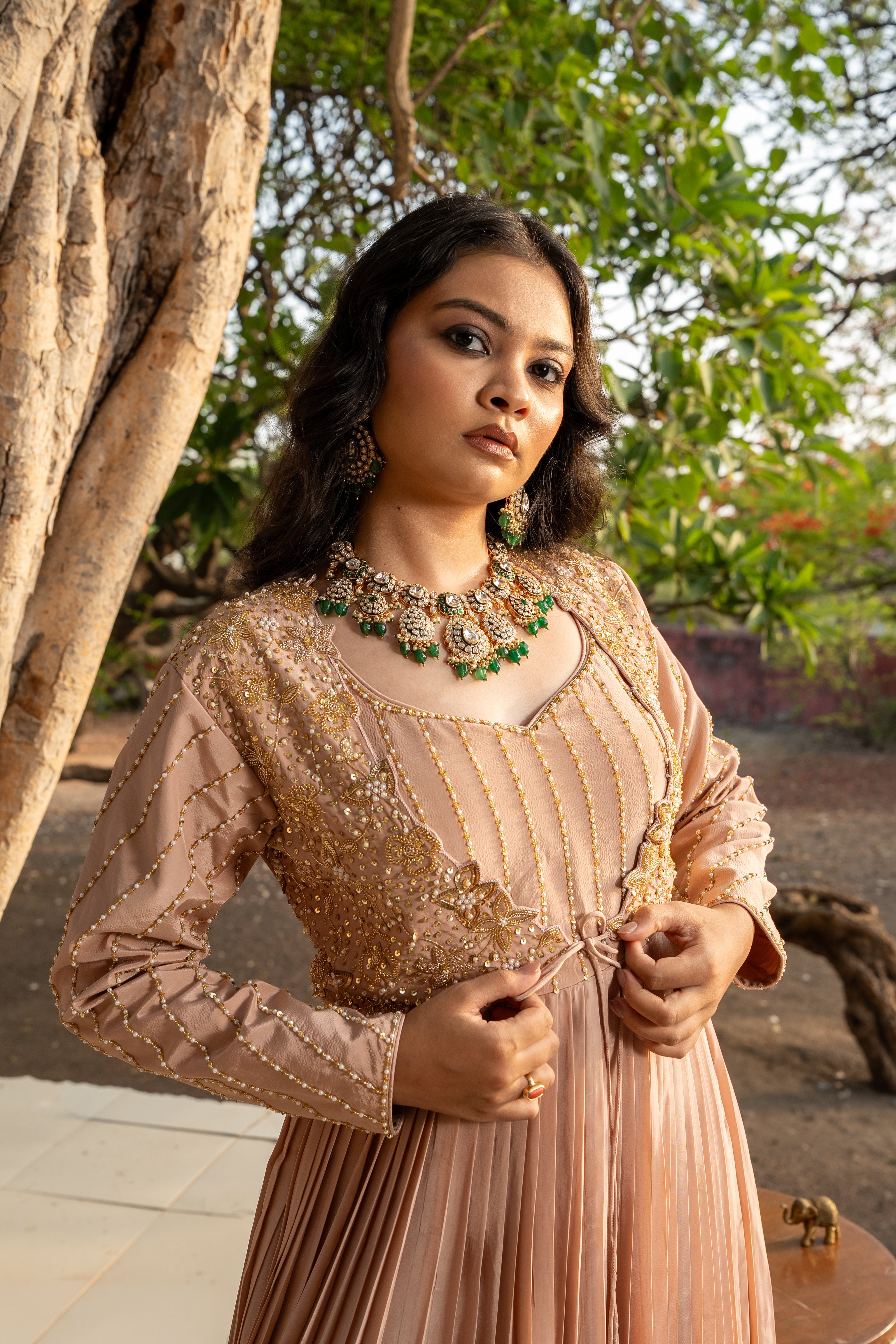 Dusty Mauve handwork Gown with jacket