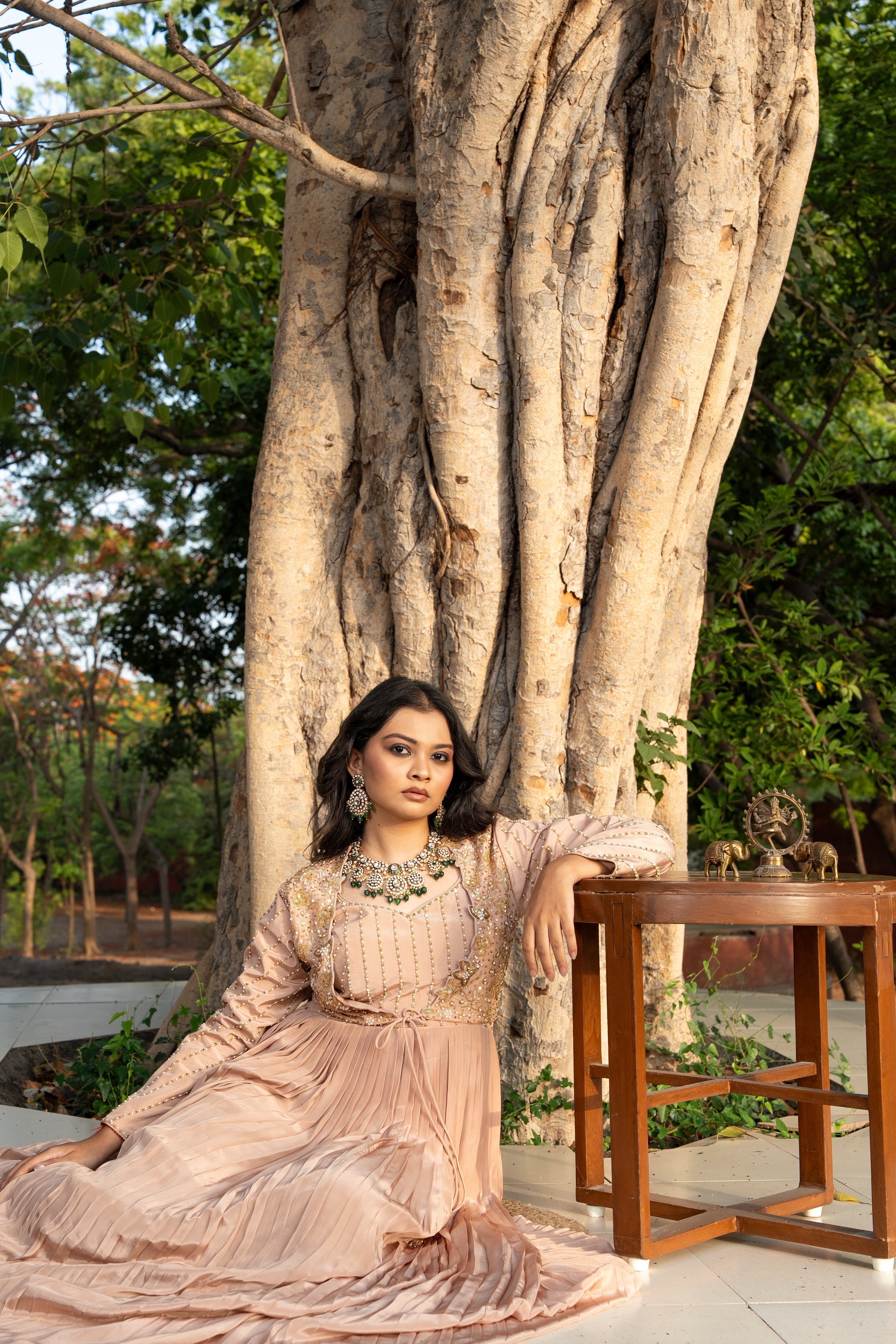 Dusty Mauve handwork Gown with jacket