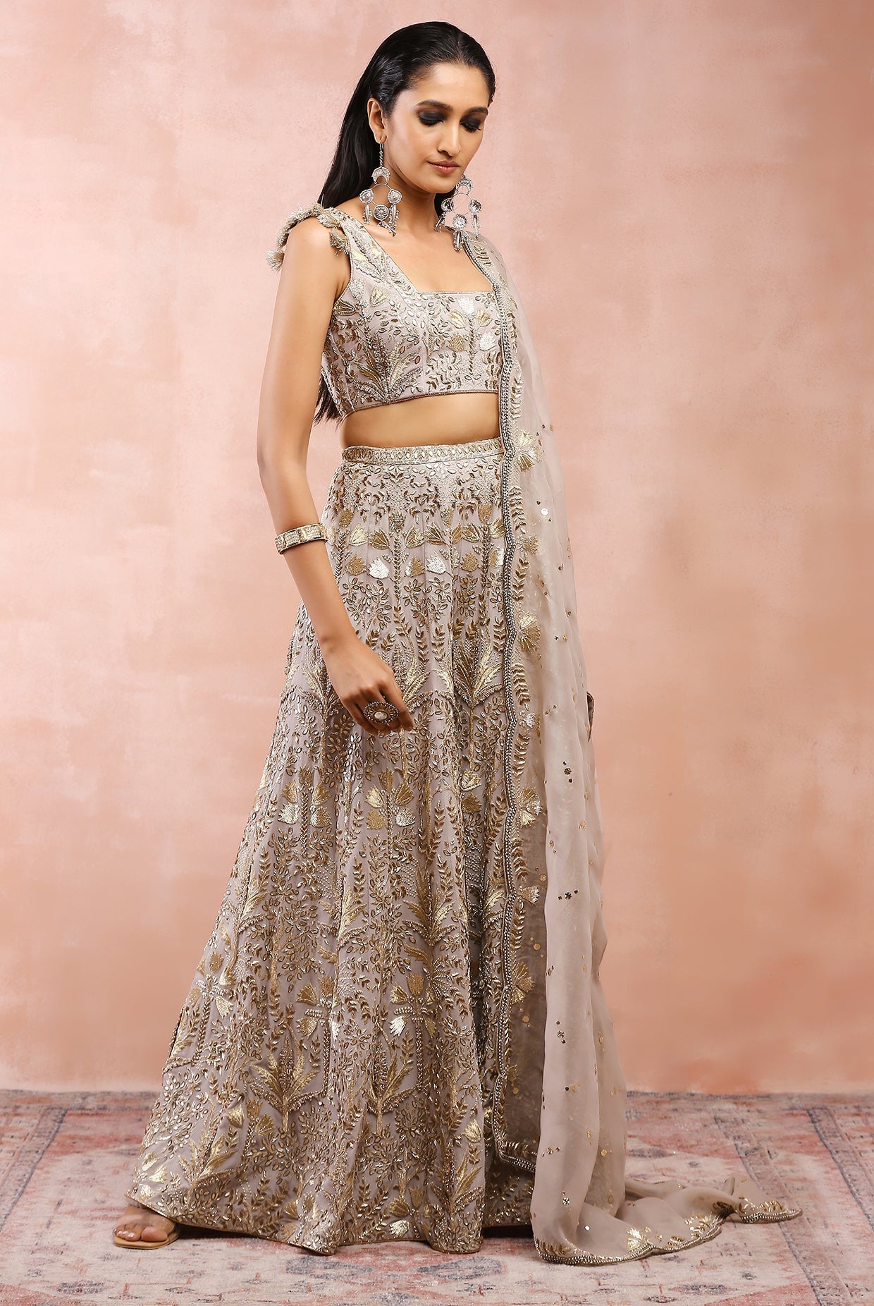 GREY BAGH EMBROIDERED CHOLI WITH SHARARA AND DUPATTA