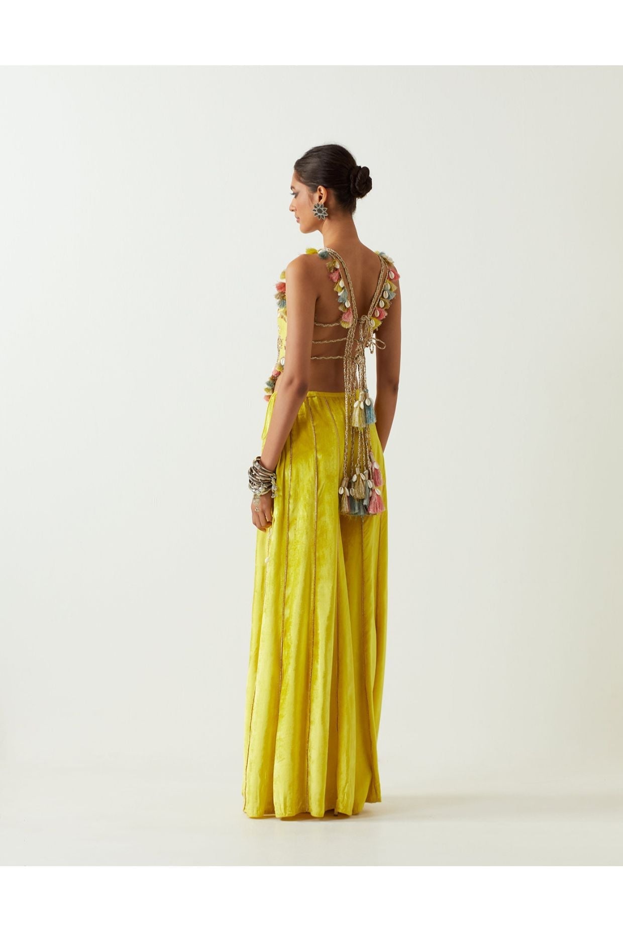 LIME GREEN EMBROIDERED CHOLI WITH SHARARA