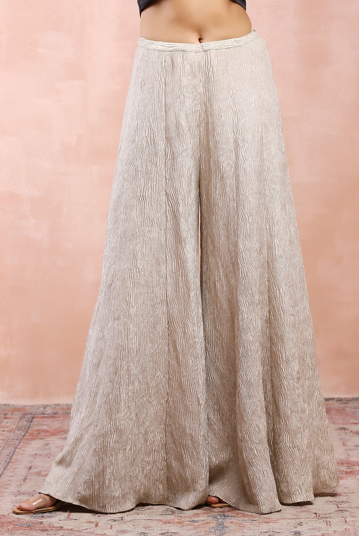 Black embroidered yoke with bustier and dull gold sharara