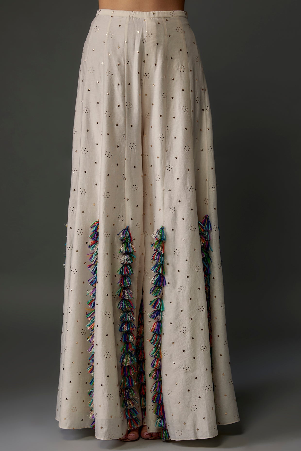 Off-White Embroidered Back Tie-Up Choli With Sharara