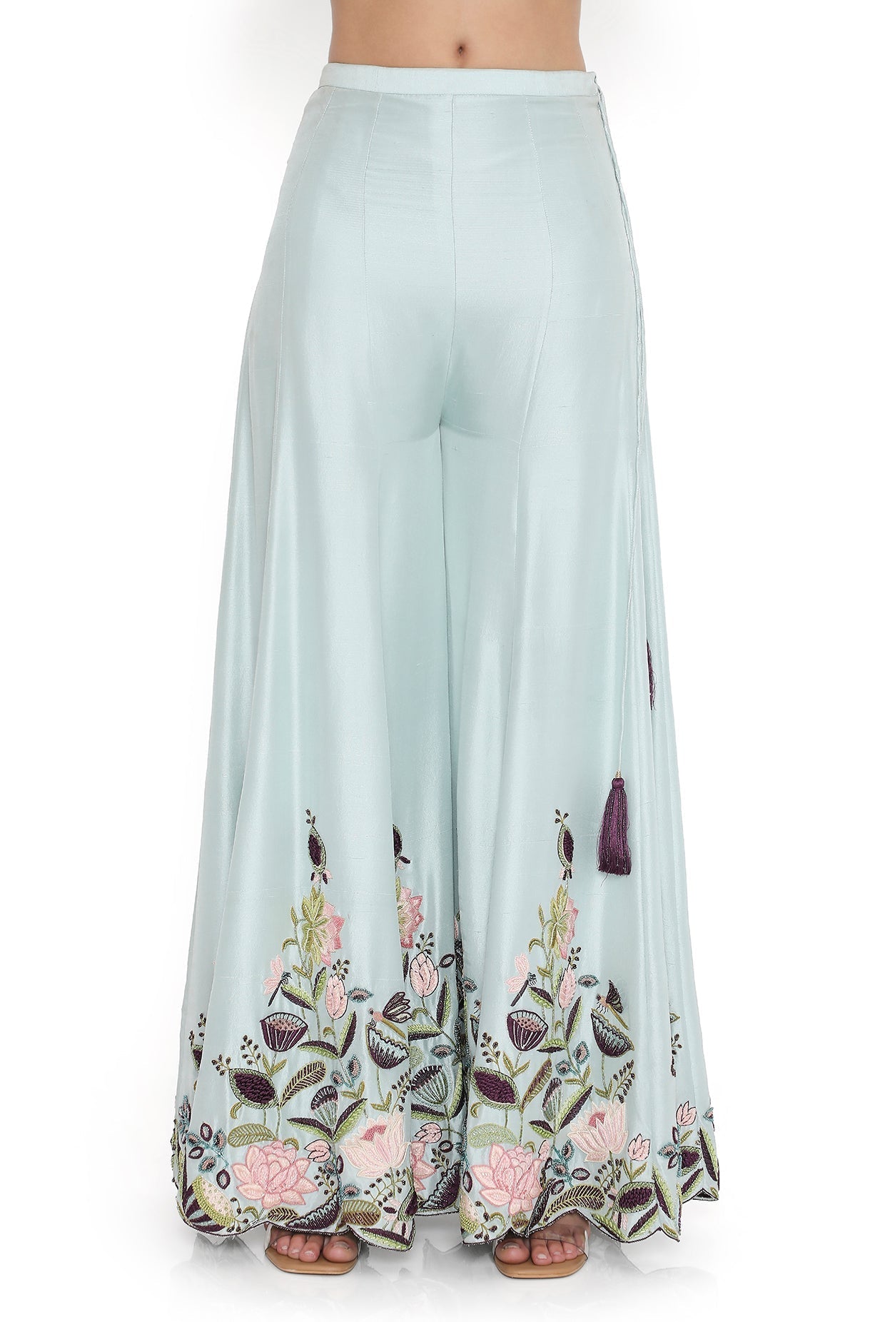 Powder Blue Embroidered Choli And Sharara With Dupatta