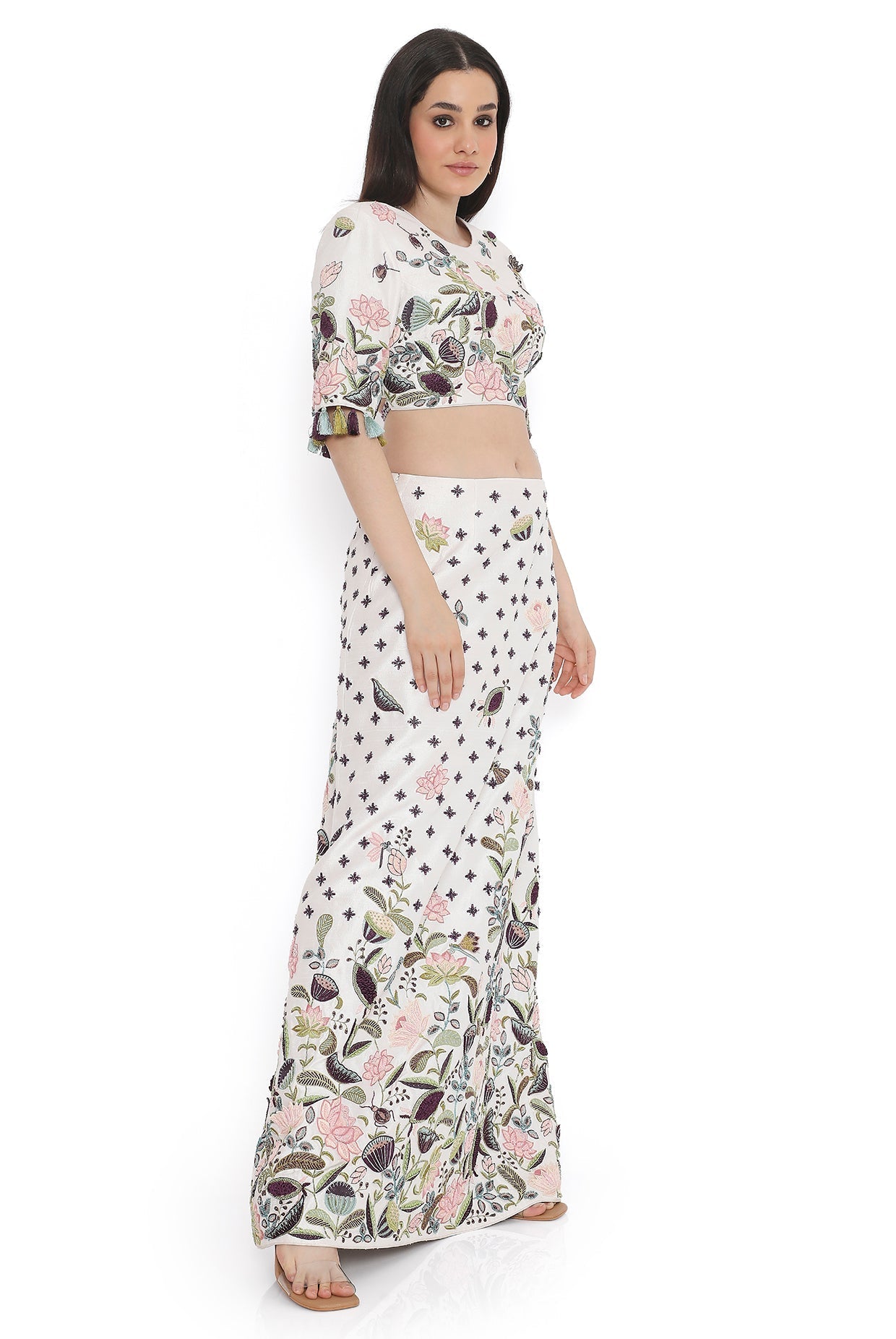 Ivory Embroidered Choli And Embroidered Skirt