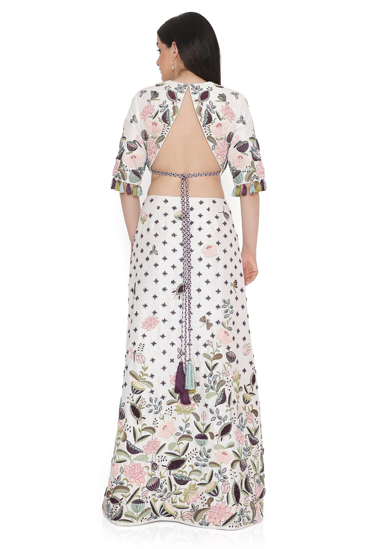 Ivory Embroidered Choli And Embroidered Skirt