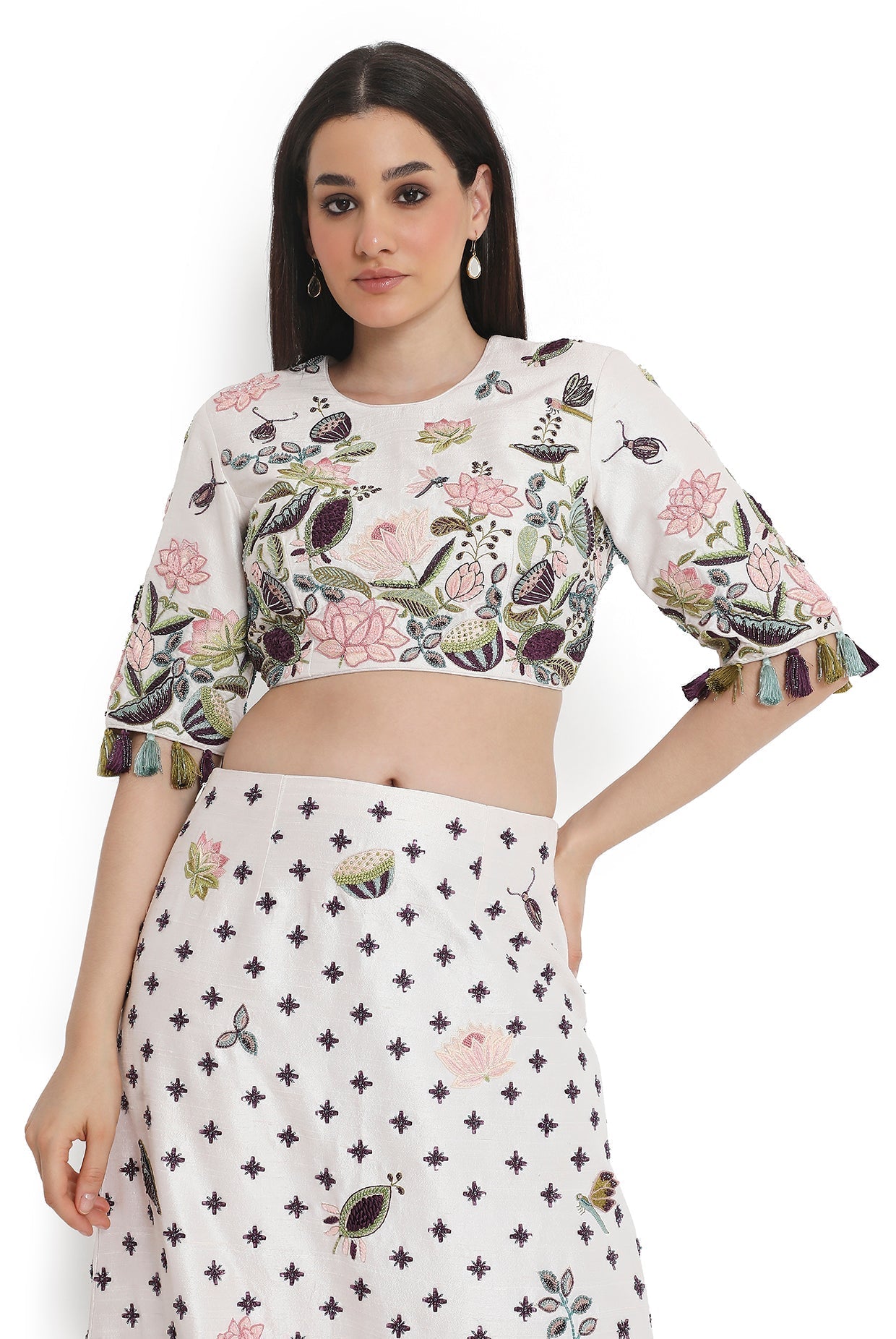 Ivory Embroidered Choli And Embroidered Skirt