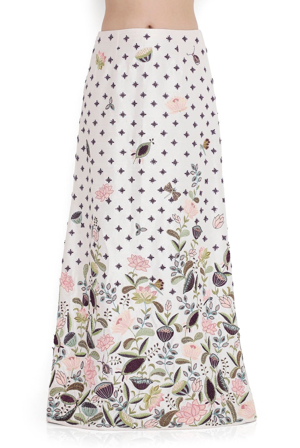 Ivory Embroidered Choli And Embroidered Skirt