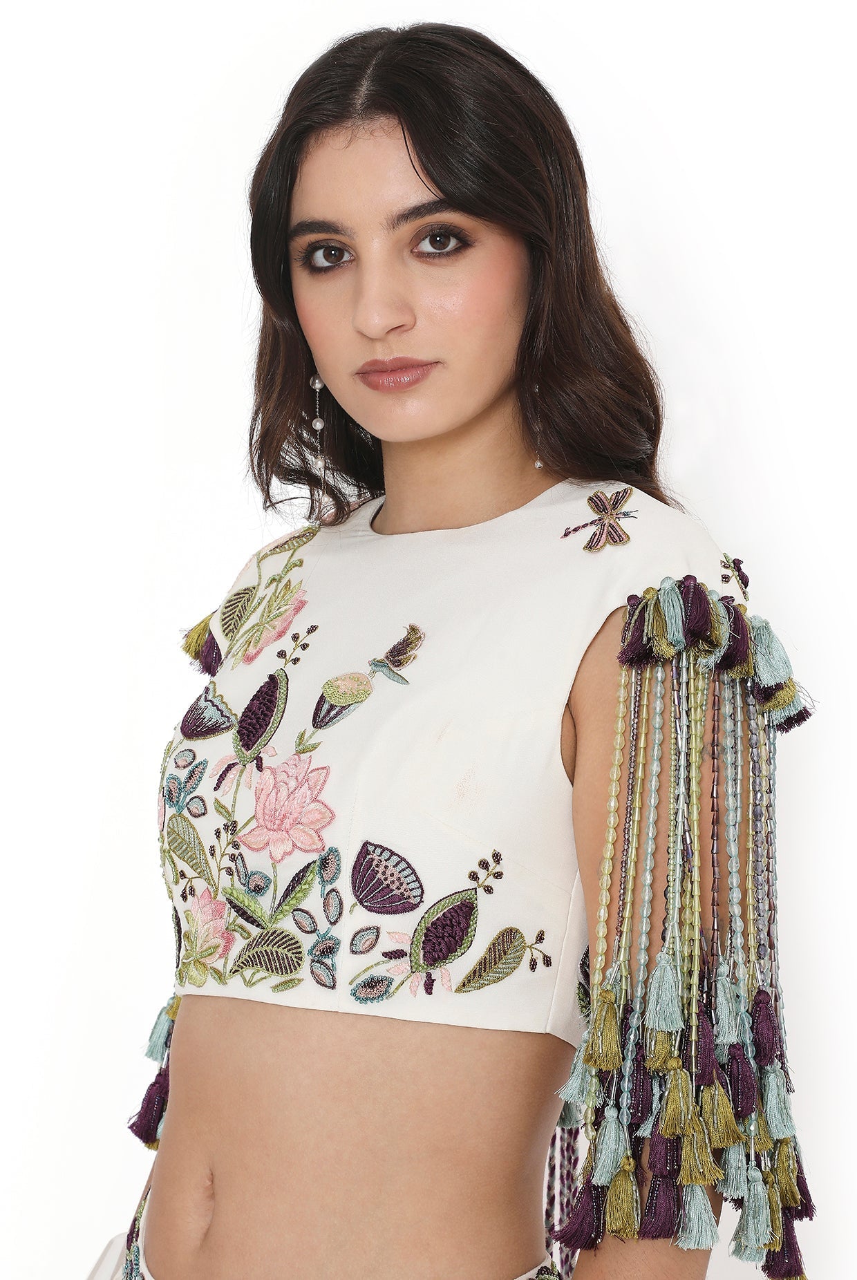 Ivory Embroidered Choli And Ruffled Sharara