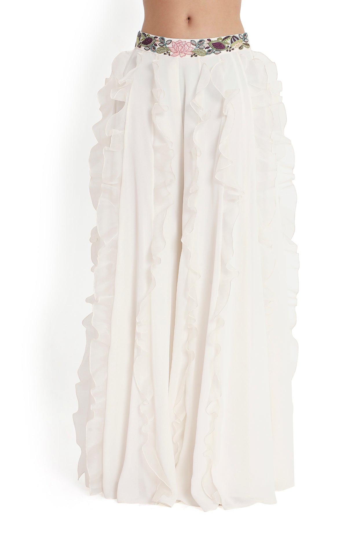 Ivory Embroidered Choli And Ruffled Sharara