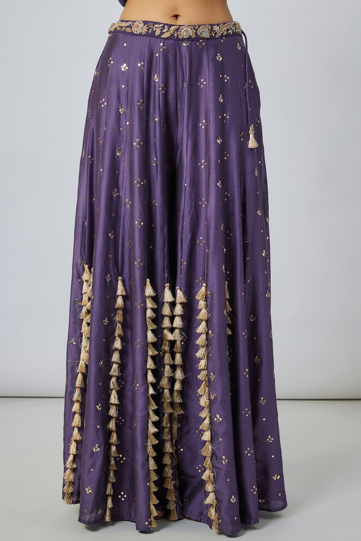 Purple Embroidered Choli With Sharara