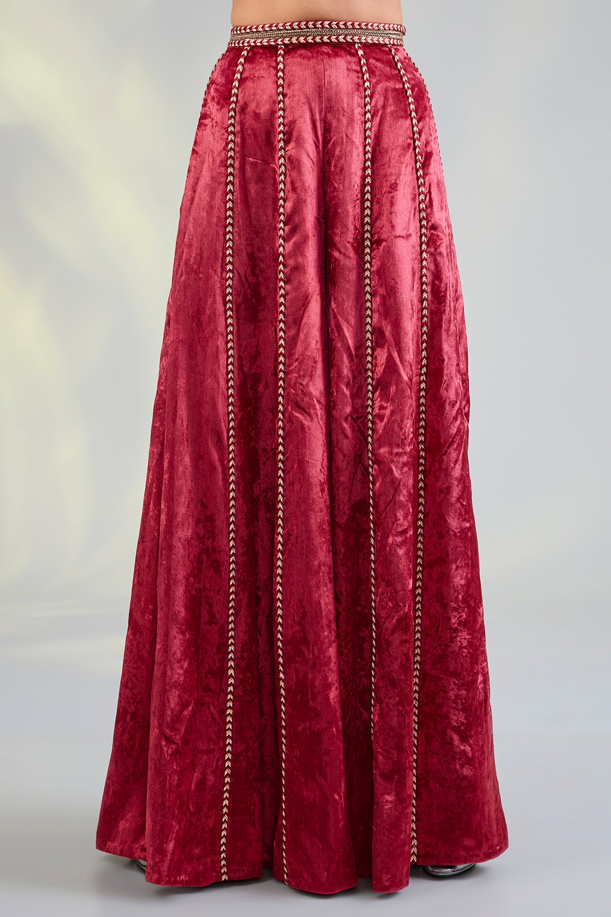 Dark Red Embroidered Choli With Sharara
