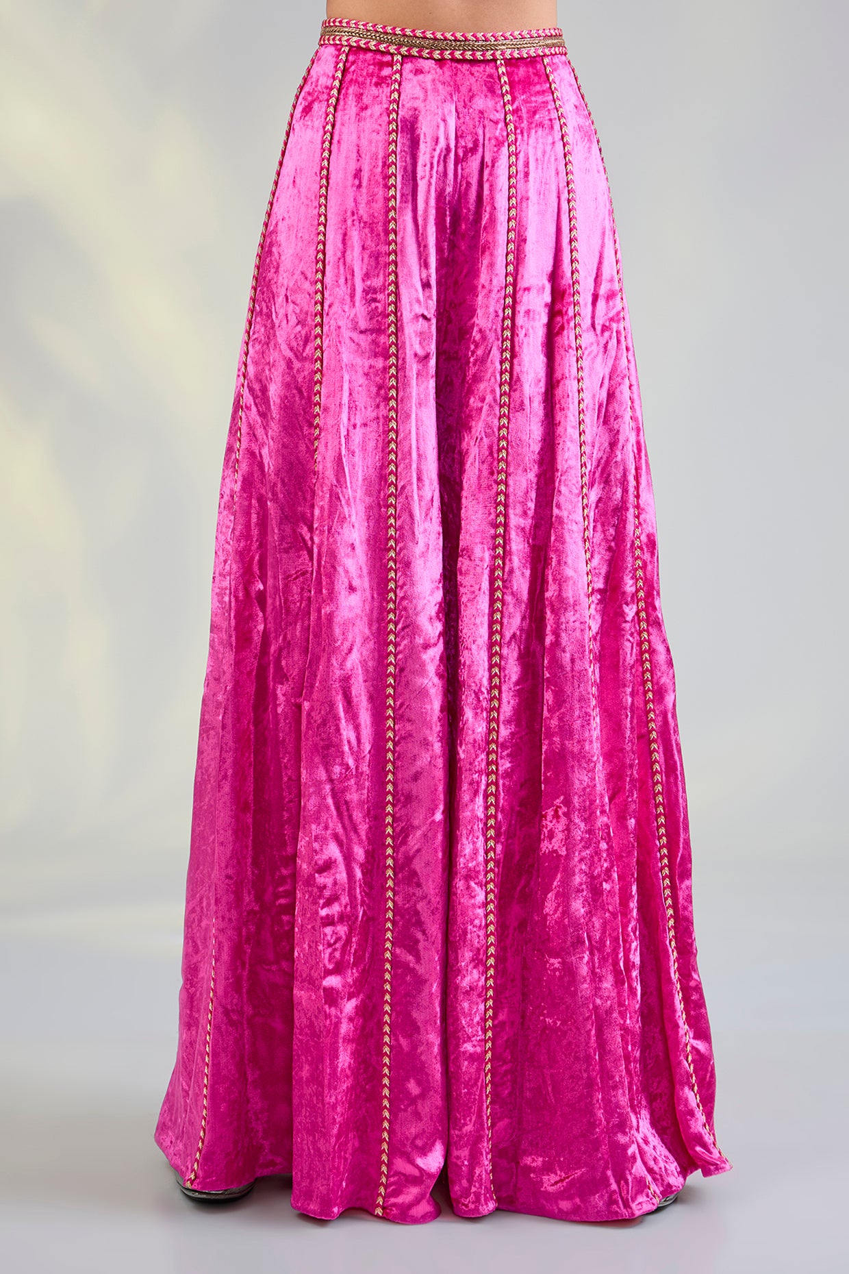 Hot Pink Embroidered Choli With Sharara