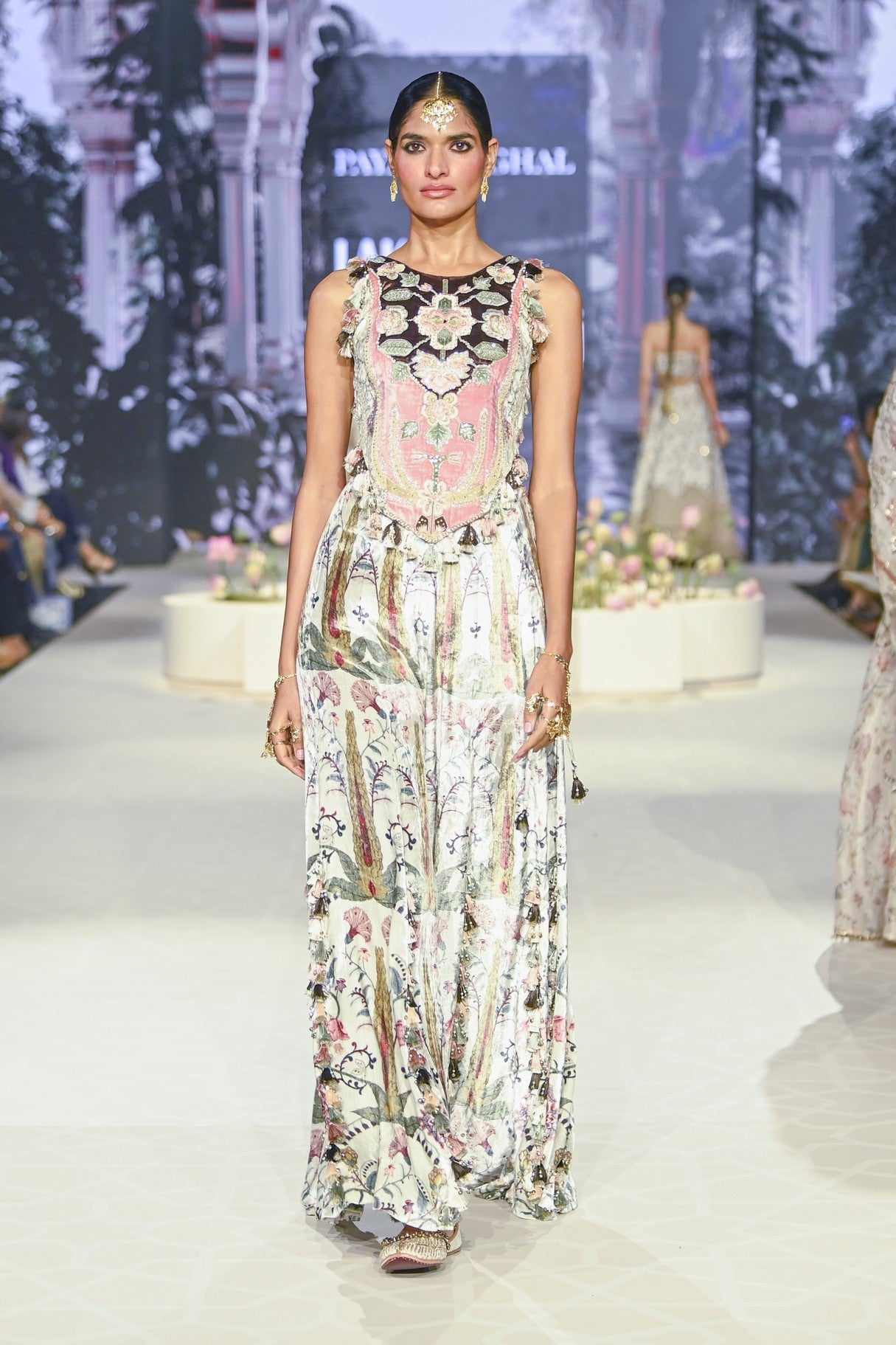 Kainat Ochre Forest Whisper Printed Embroidered Back Tie-Up Choli And Sharara