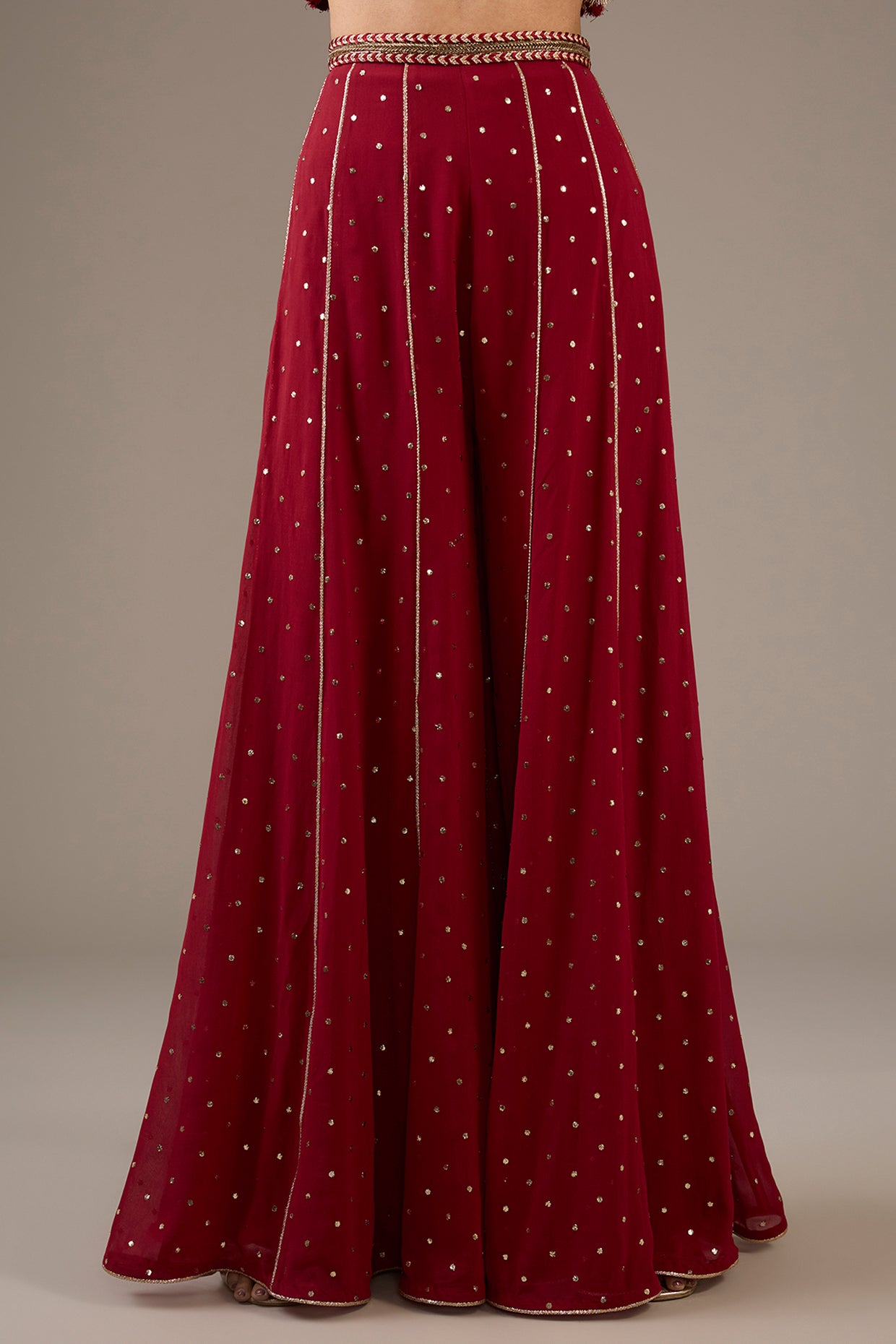 Maroon Embroidered Choli With Sharara.