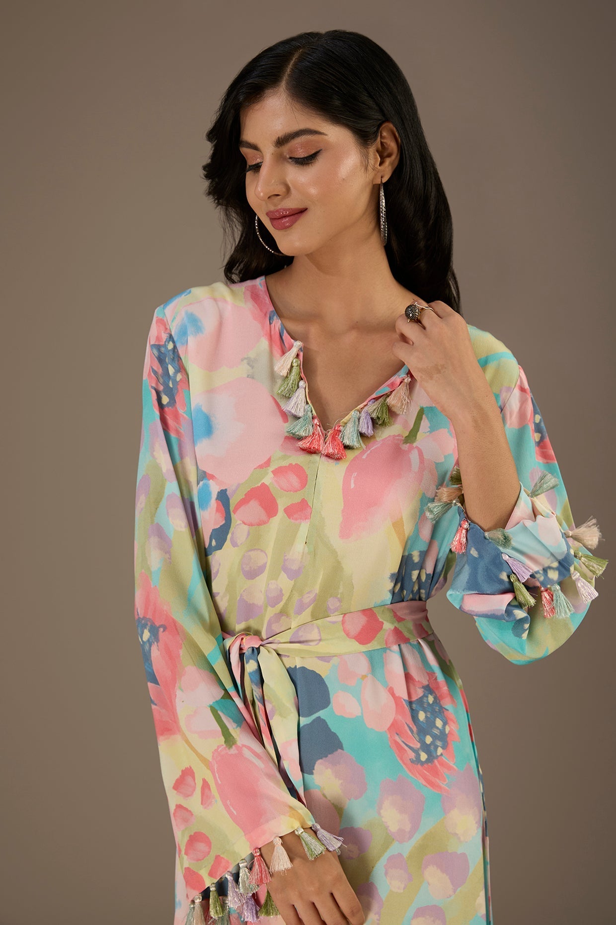 Euphoria Printed Long Beyza Kaftan