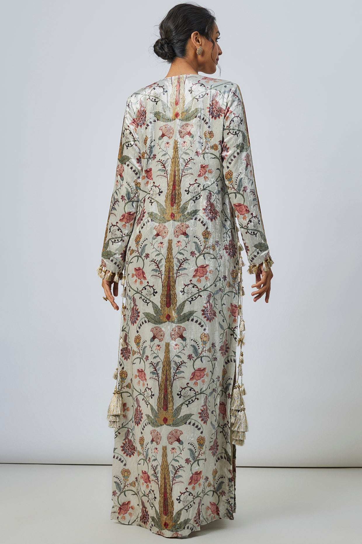 Mehuish Ochre Forest Whisper  Embroidered Yoke Kaftan