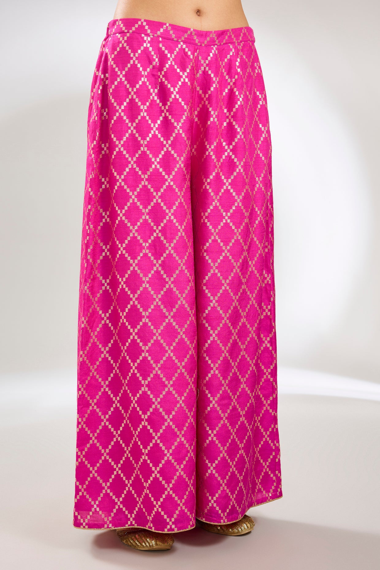 Hot Pink Embroidered Kurta With Pant And Embroidered Dupatta
