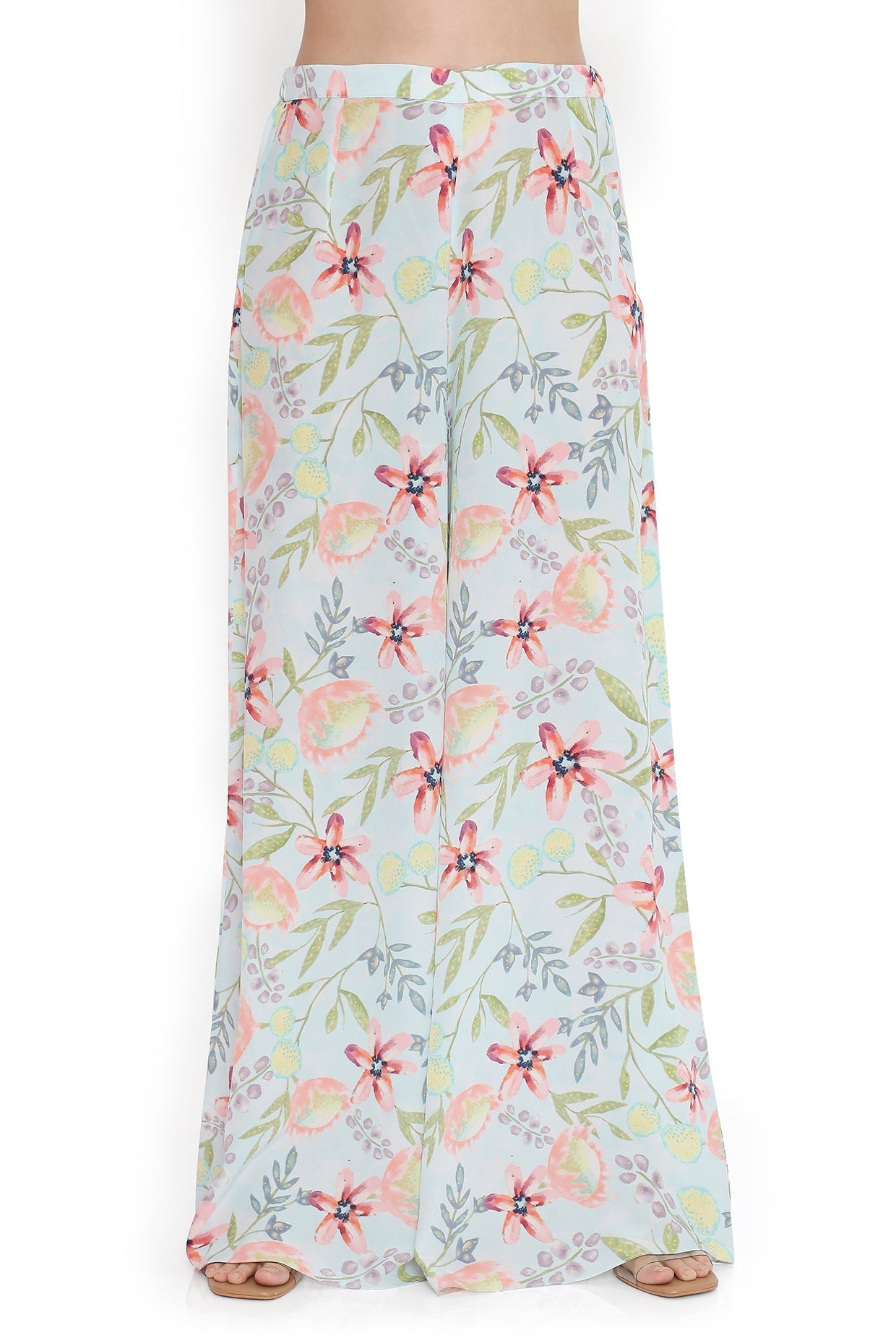 Lavender Embroidered Tube Kurta With Leather Embroidered Belt And Printed Palazzo