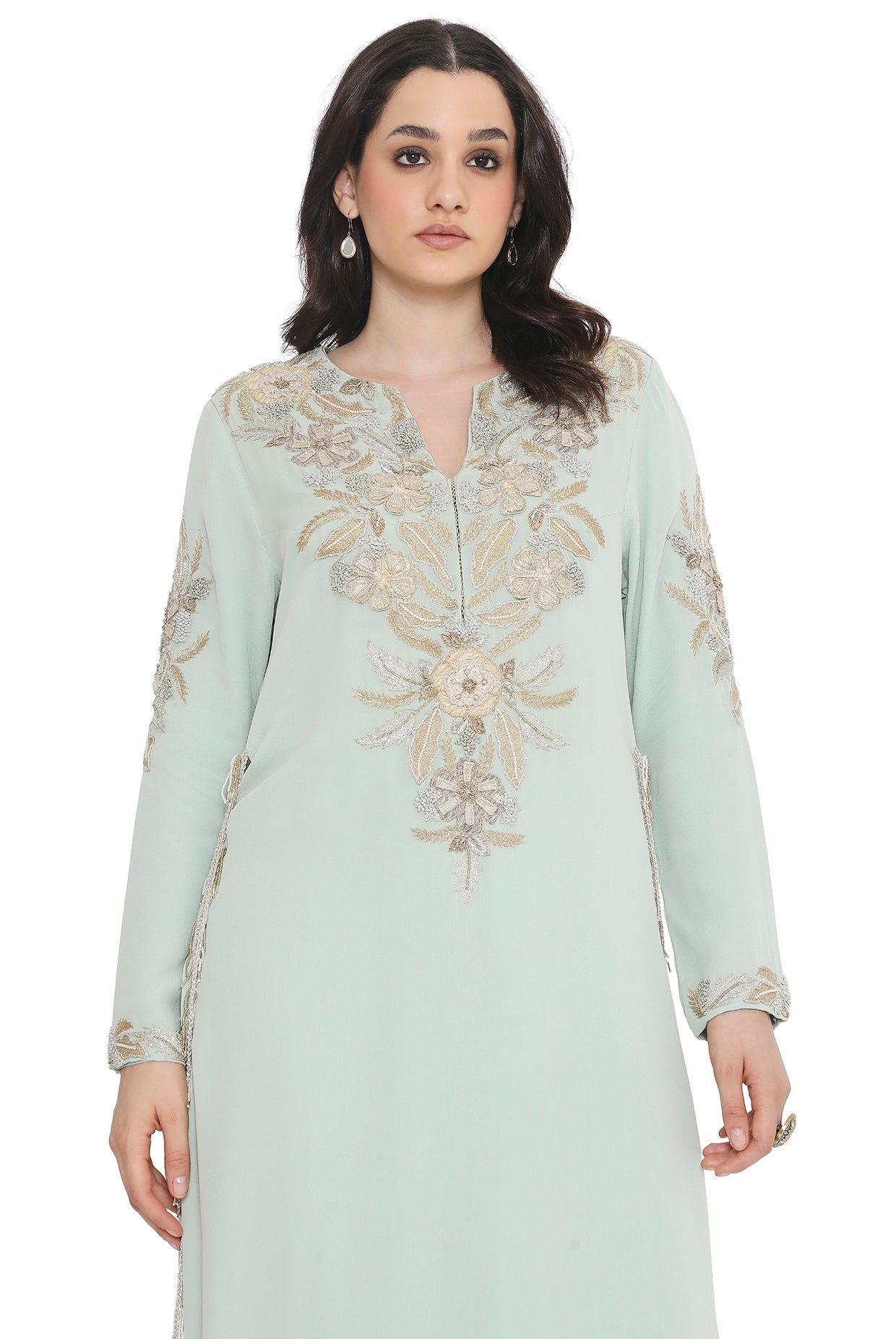Powder Blue Embroidered Kurta With Pant And Dupatta