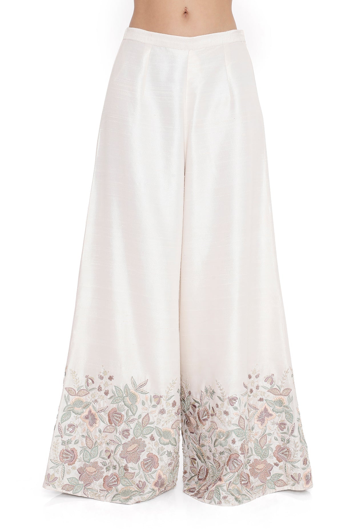 Ivory Embroidered Kurta And Embroidered Palazzo With Dupatta