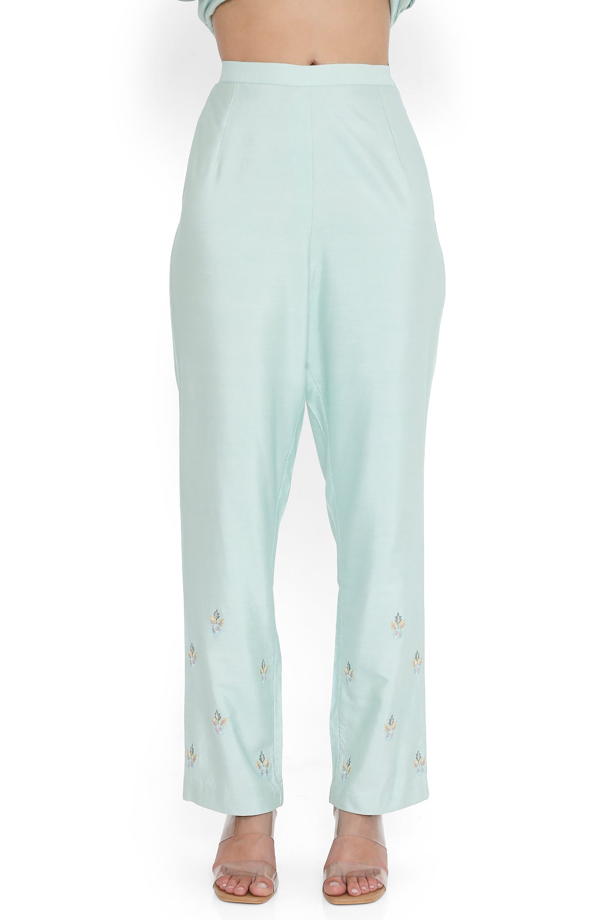 Powder Blue Embroidered Kurta With Pant And Embroidered Dupatta