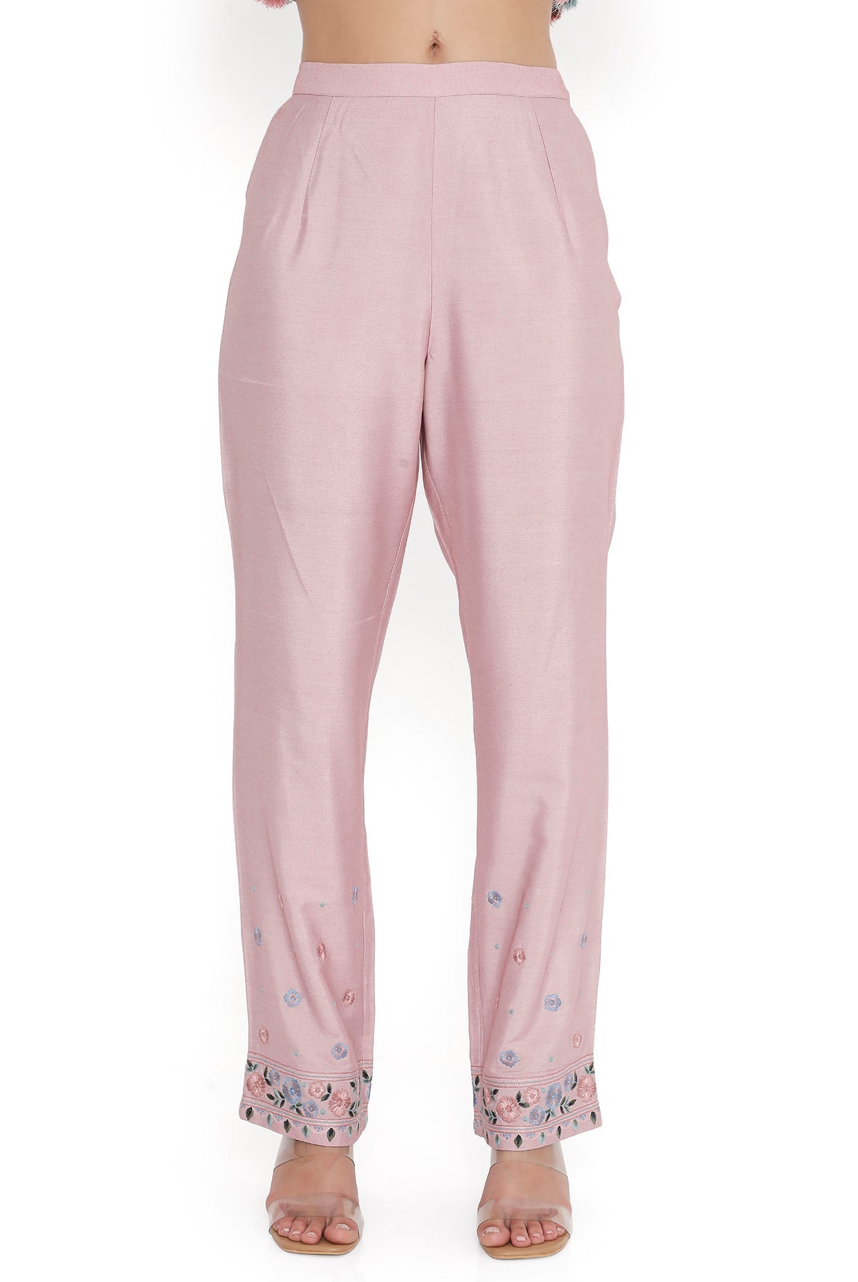 Blush Pink Embroidered Kurta With Pant And Embroidered Dupatta