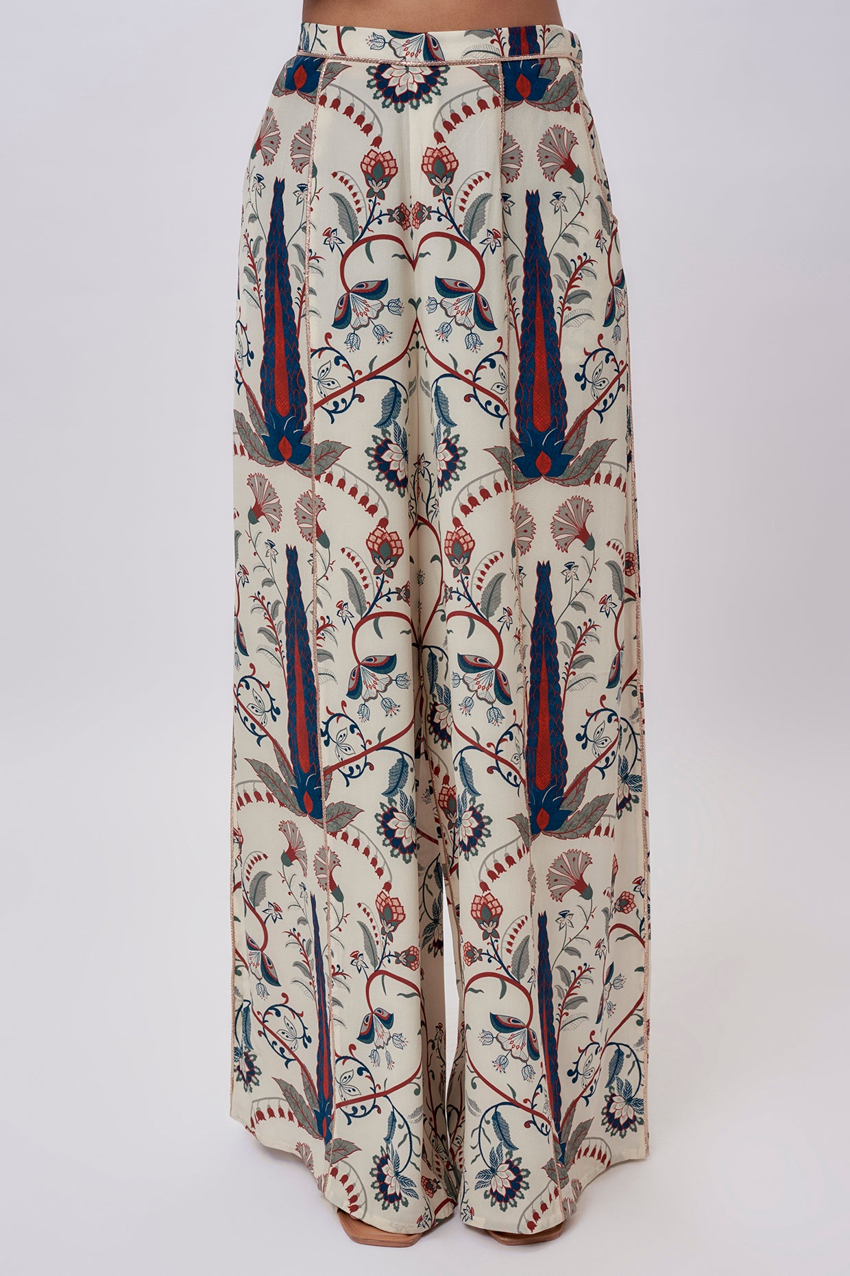 Blue Forest Whisper Print Crepe Embroidered Kurta And Crepe Pant With Organza Embroidered Dupatta.