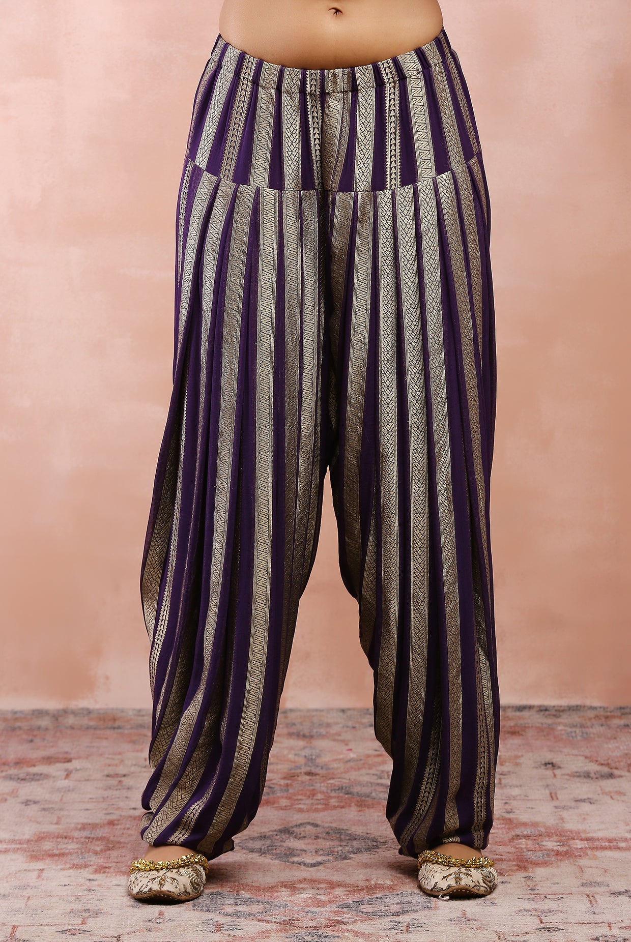 PURPLE EMBROIDERED KURTA WITH SALWAR AND DUPATTA