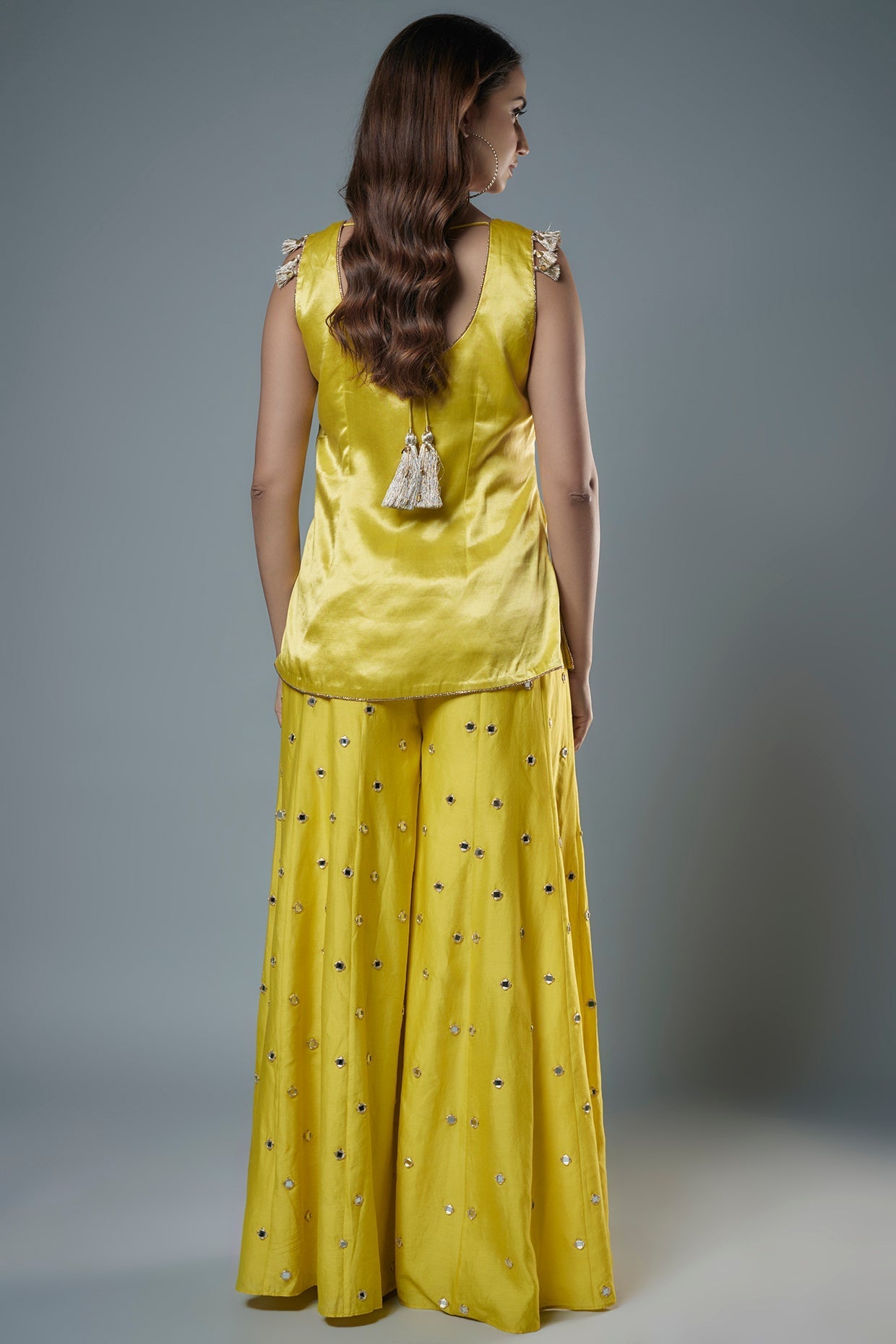 Lime Green Embroidered Kurta And Embroidered Sharara With Dupatta