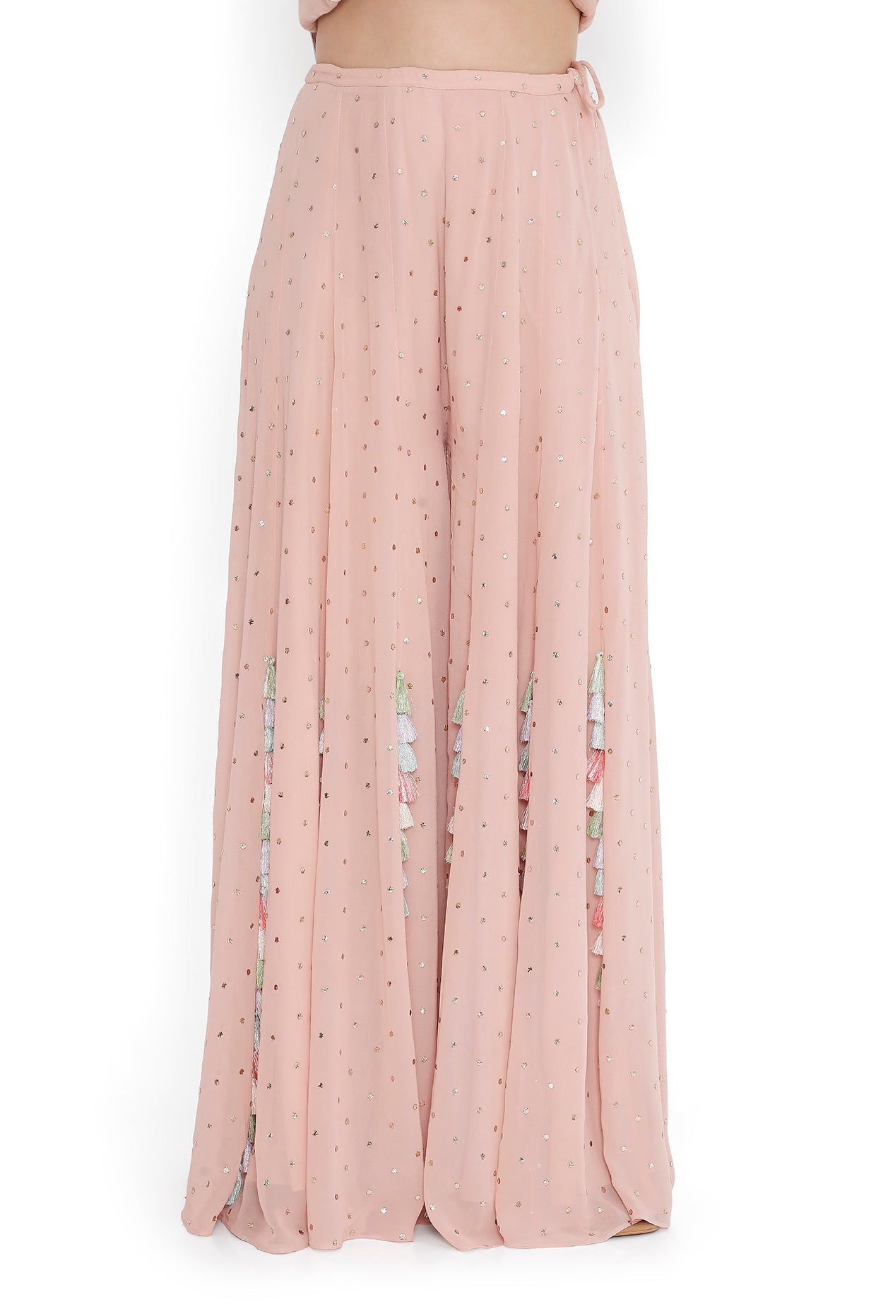 Rose Pink Embroidered Kurta With Sharara And Dupattta