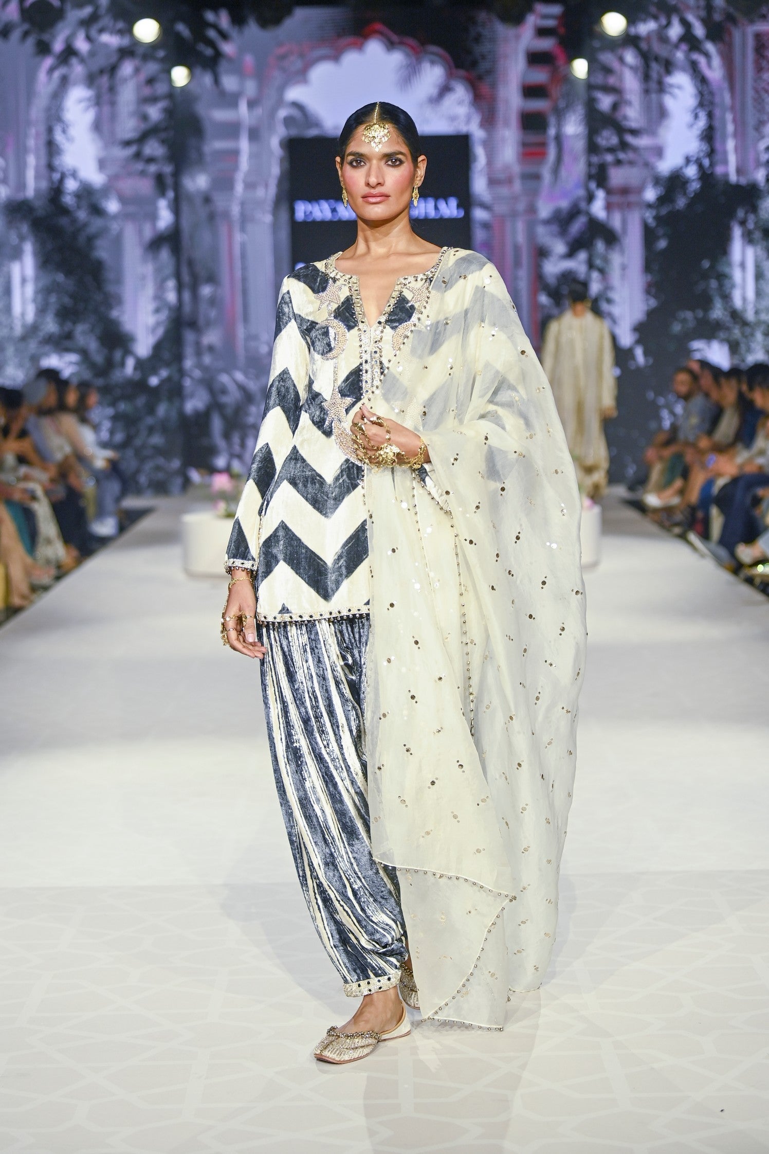 Asfi Black & White Embroidered Kurta And Patiala Salwar With Dupatta